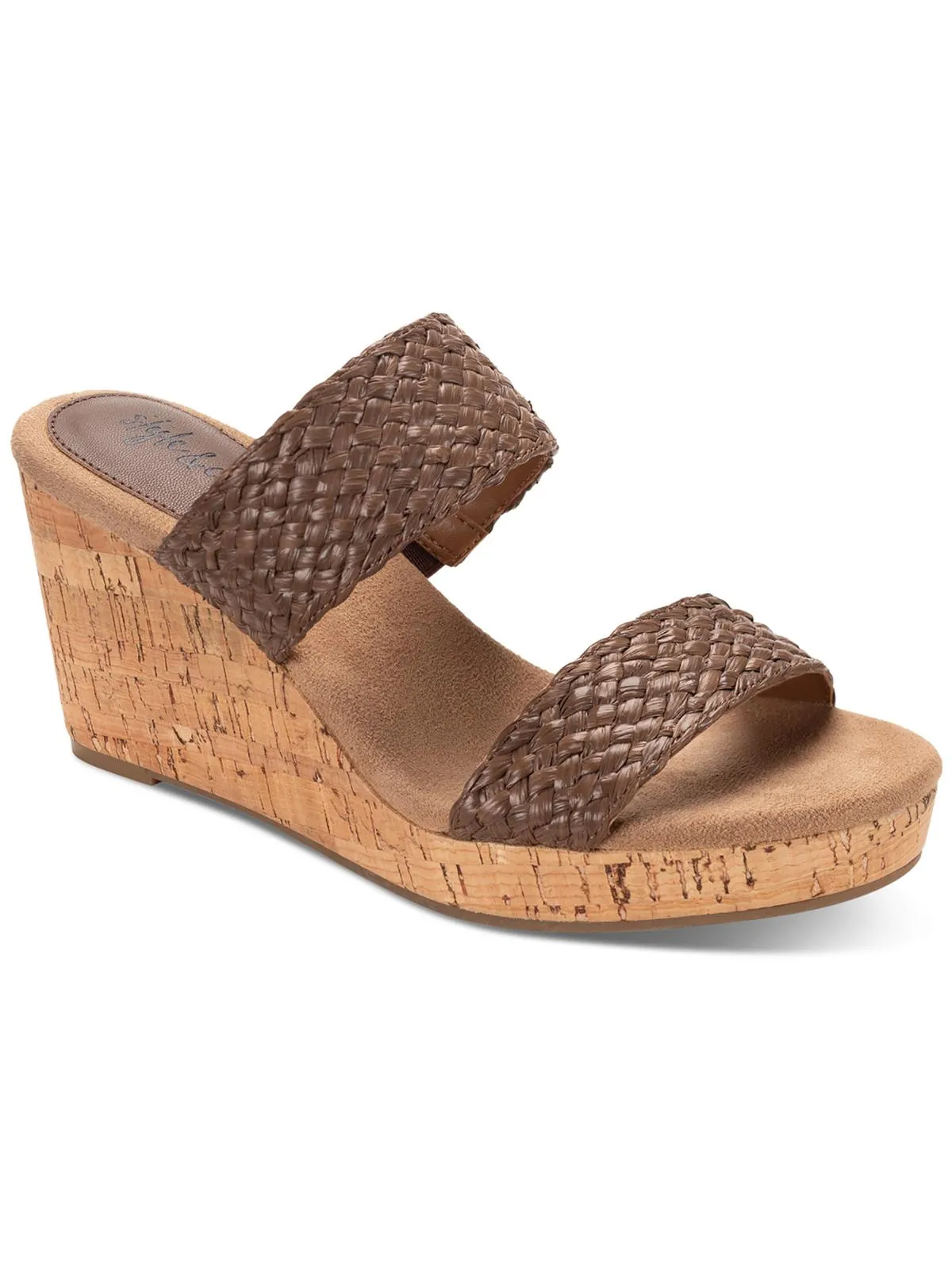 Daliaa Womens Faux Leather Woven Wedge Sandals