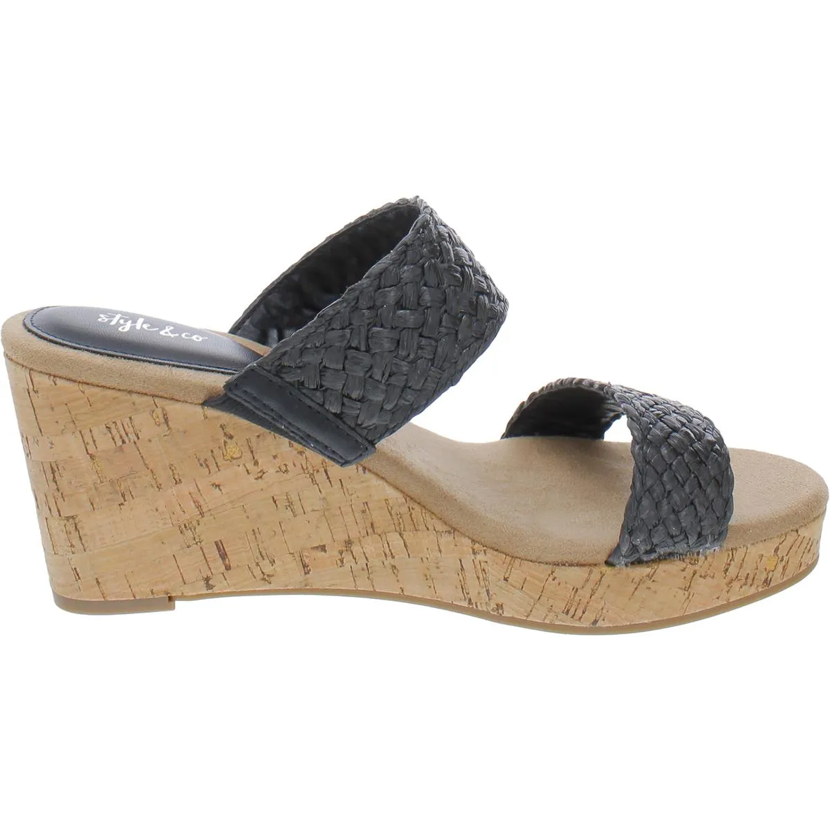 Daliaa Womens Faux Leather Woven Wedge Sandals