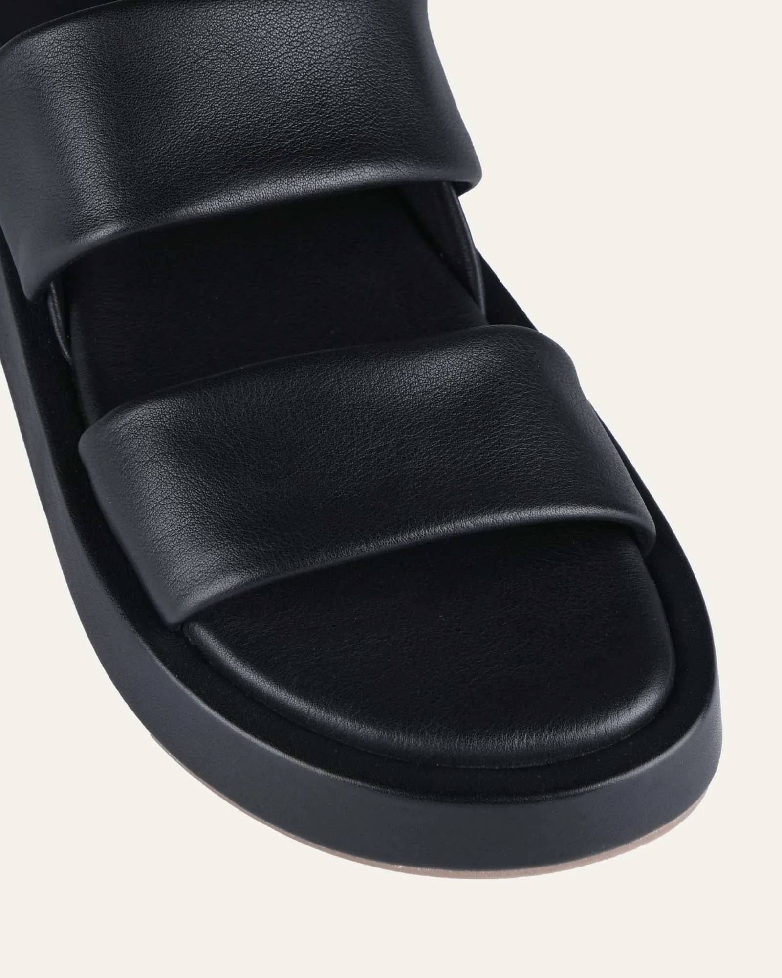 DANA FLAT SANDALS BLACK LEATHER Jo Mercer