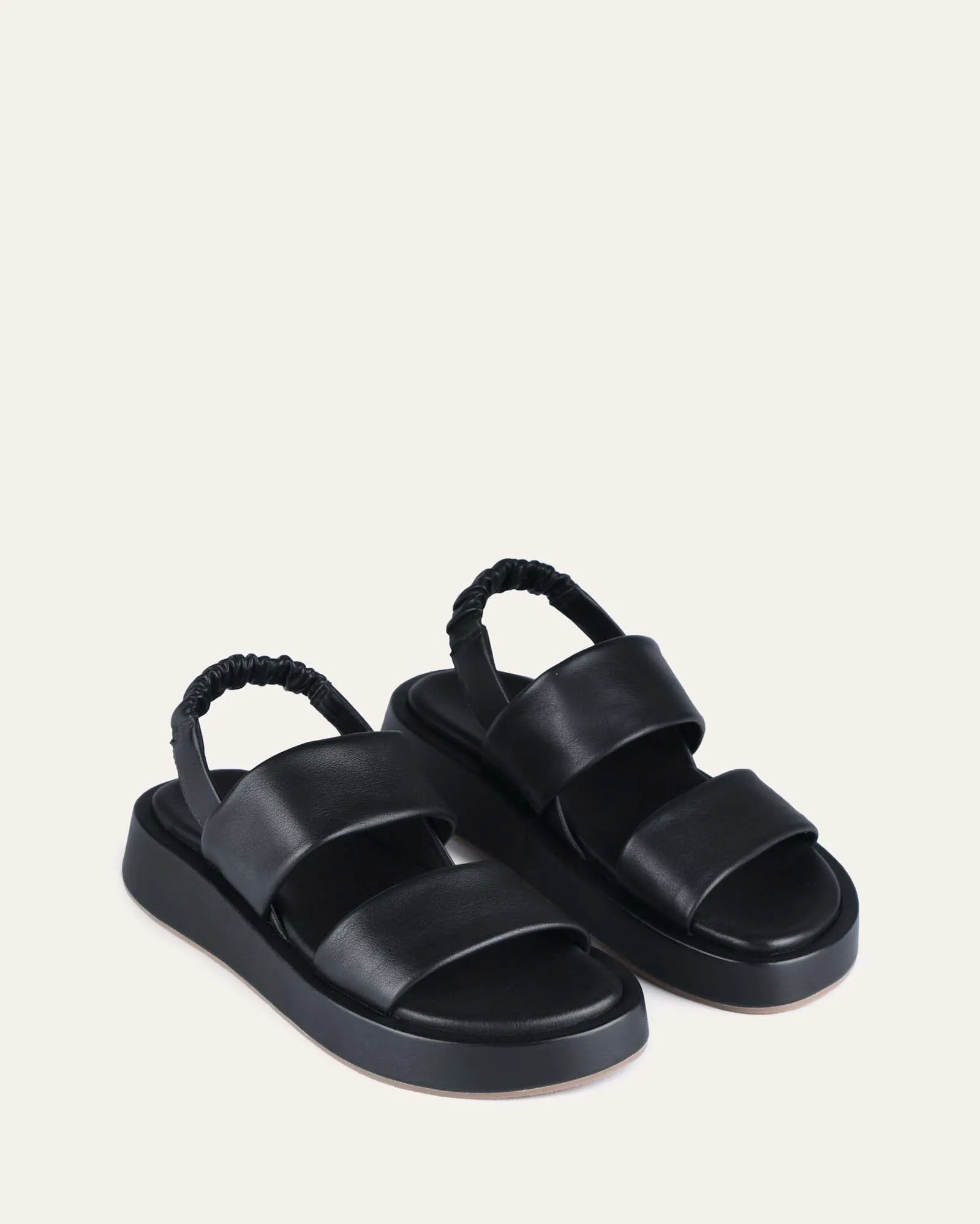 DANA FLAT SANDALS BLACK LEATHER Jo Mercer