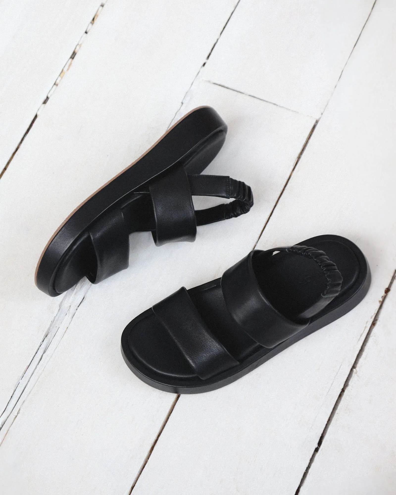 DANA FLAT SANDALS BLACK LEATHER Jo Mercer
