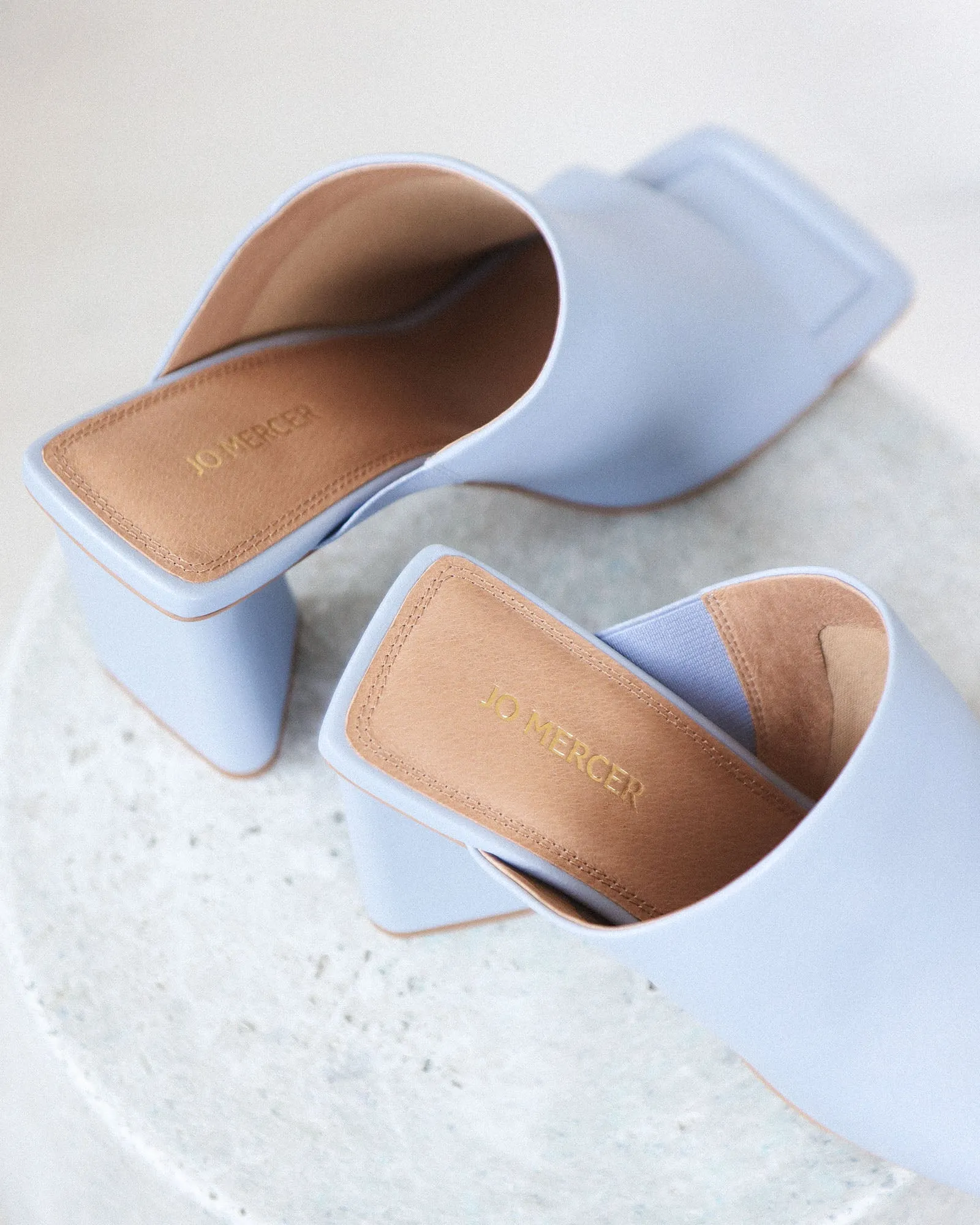 DANIELLE HIGH HEEL SANDALS ICE BLUE LEATHER Jo Mercer