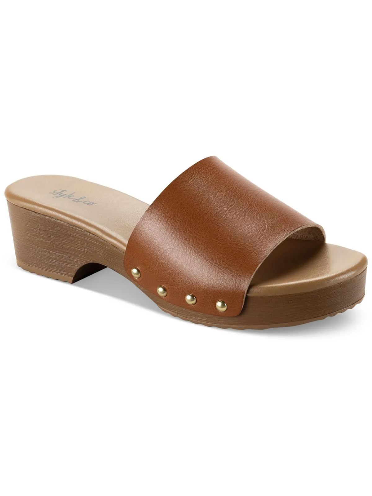Devieep Womens Faux Leather Slip On Block Heel
