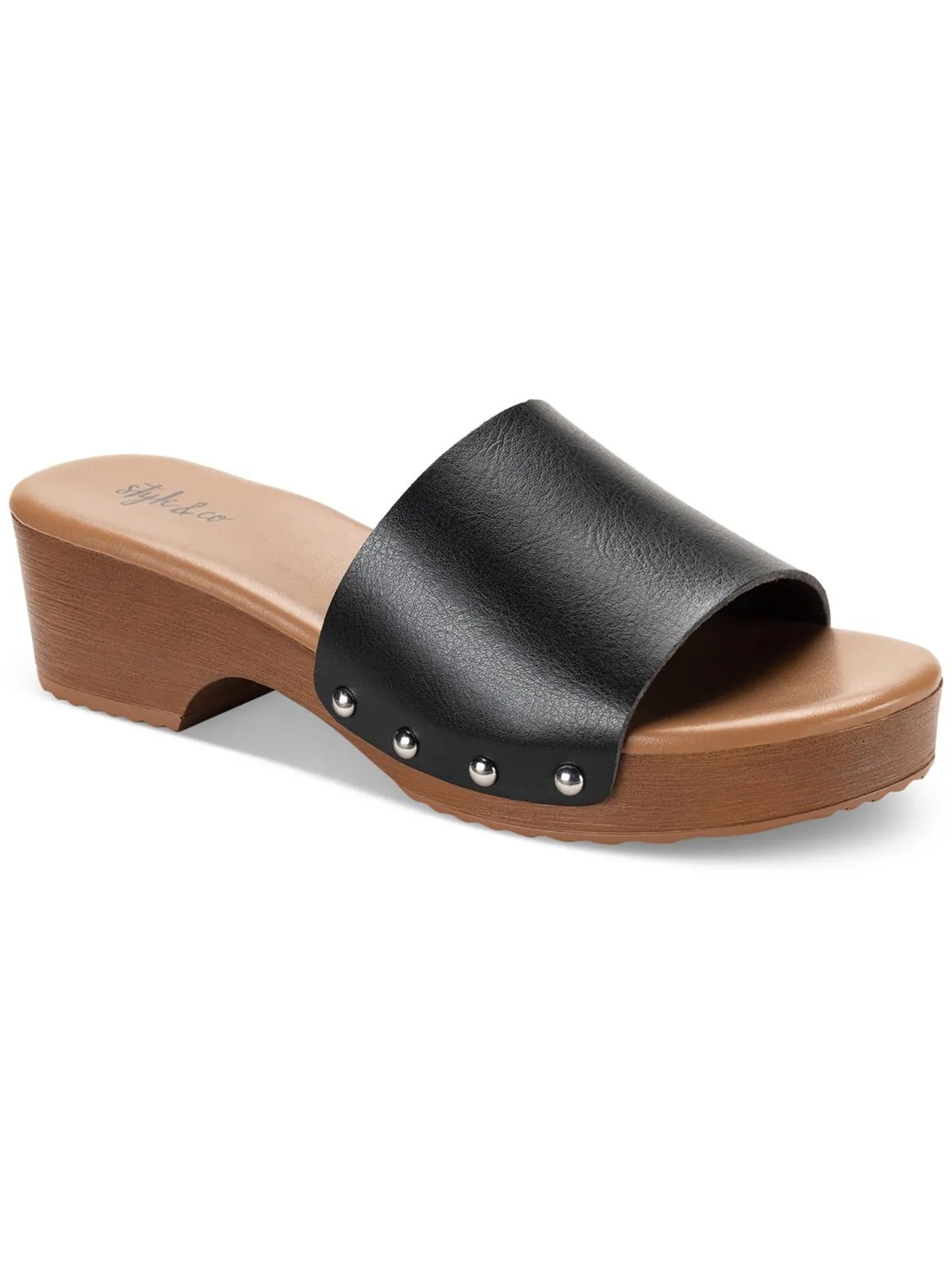 Devieep Womens Faux Leather Slip On Block Heel