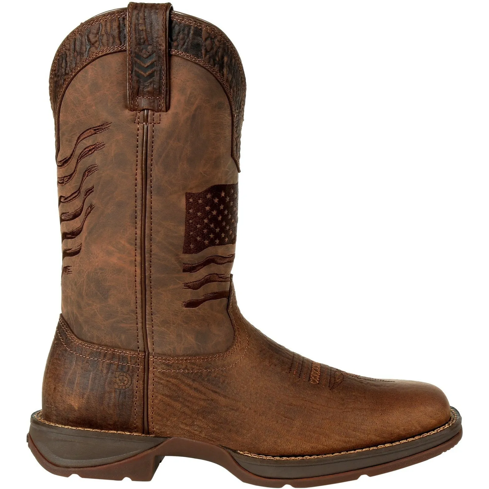 Durango Men's Rebel Distressed Flag Embroidery 12" Square Toe Western Boot -DDB0314