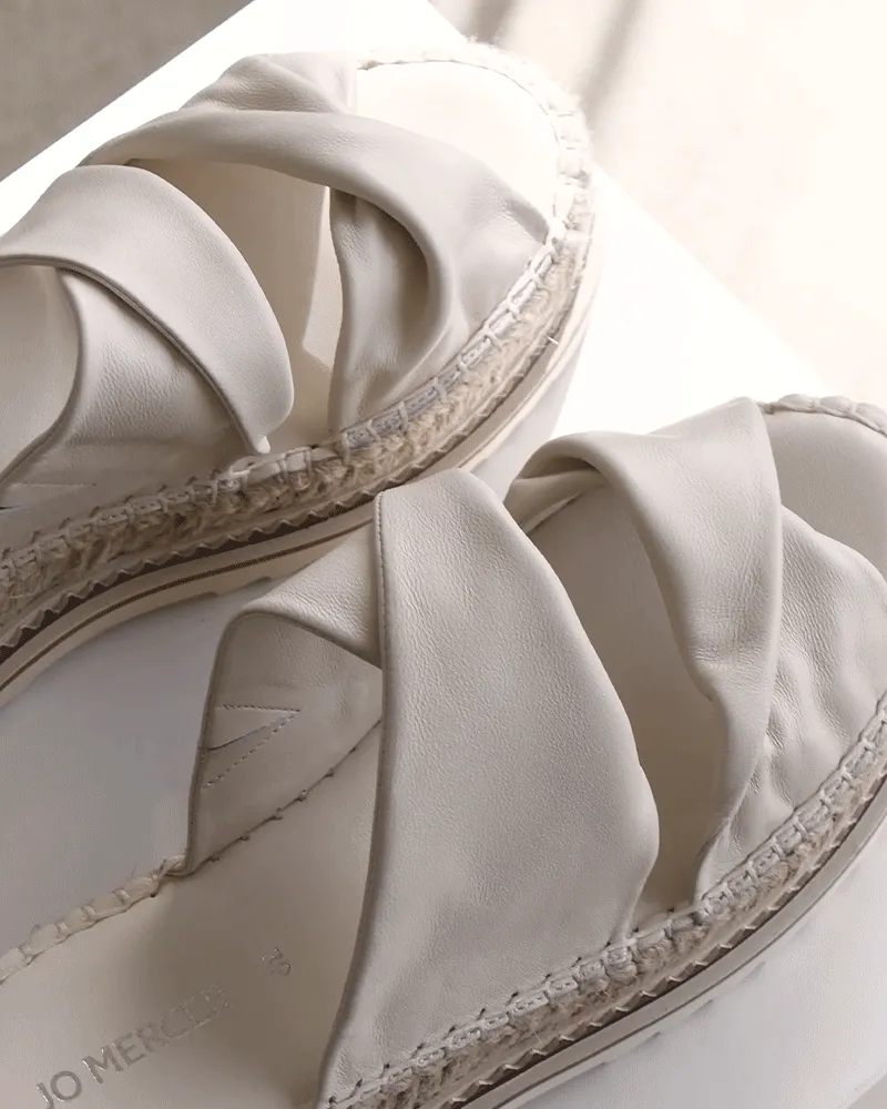 ELENA ESPADRILLE SLIDES OFF WHITE LEATHER Jo Mercer