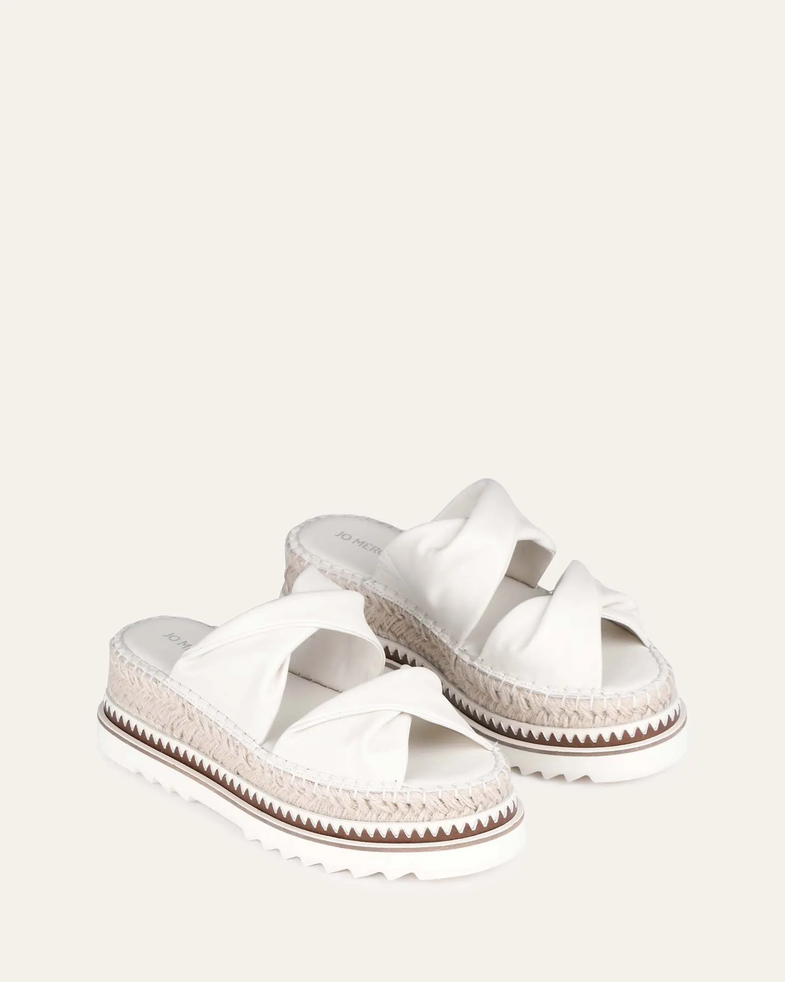 ELENA ESPADRILLE SLIDES OFF WHITE LEATHER Jo Mercer
