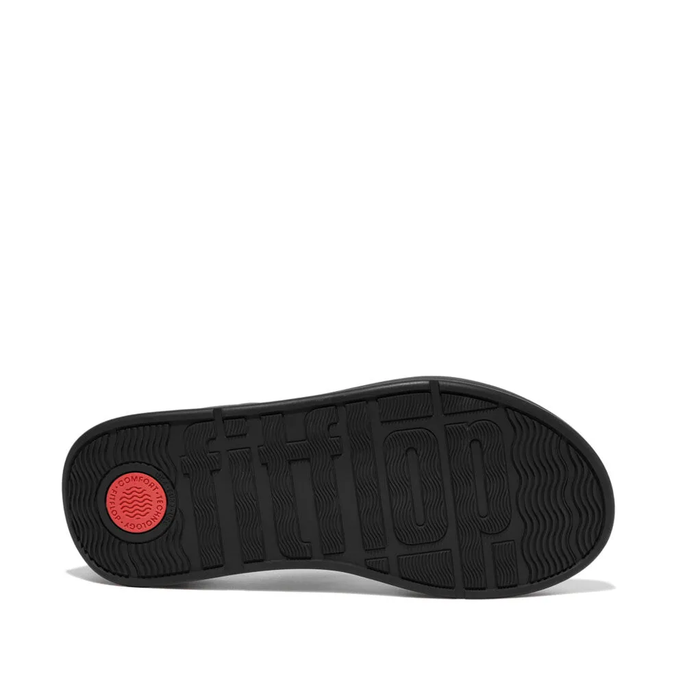 F-MODE LEATHER FLATFORM Womens Toe Post Sandals All Black
