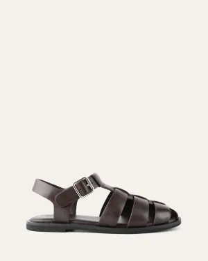 FINN FLAT SANDALS CHOCOLATE LEATHER Jo Mercer