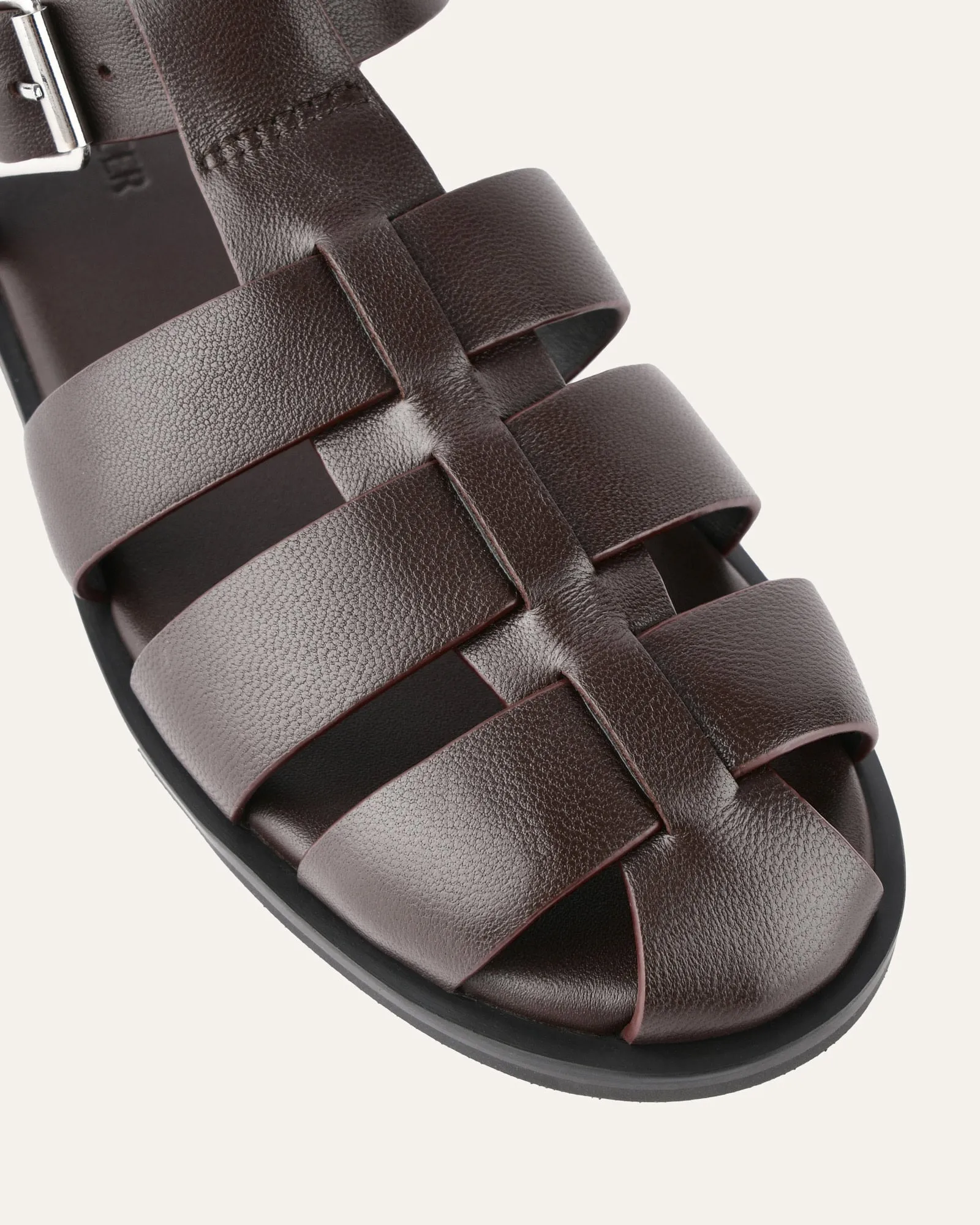 FINN FLAT SANDALS CHOCOLATE LEATHER Jo Mercer