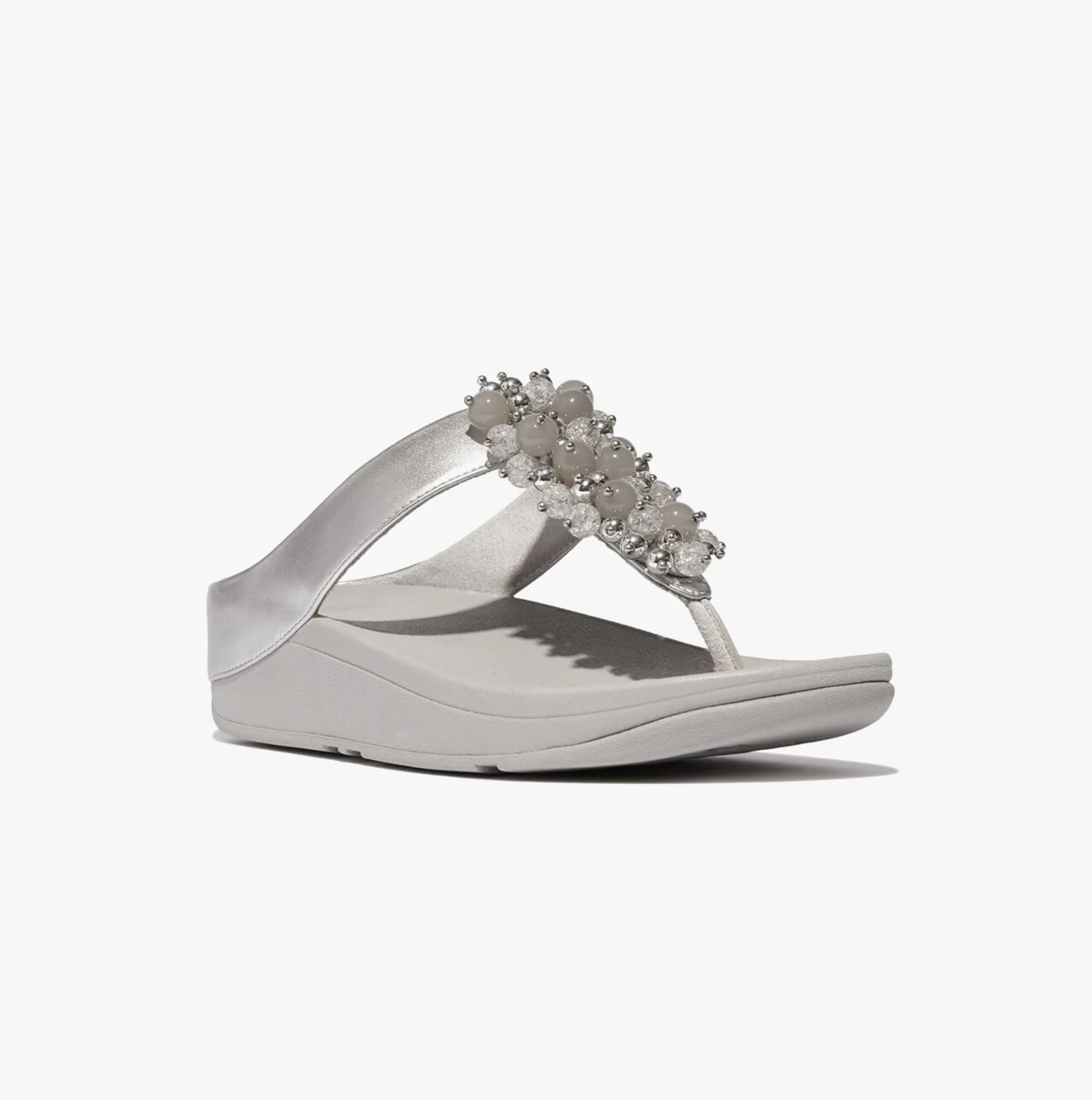 FINO BAUBLE-BEAD Womens Toe Post Sandals Silver