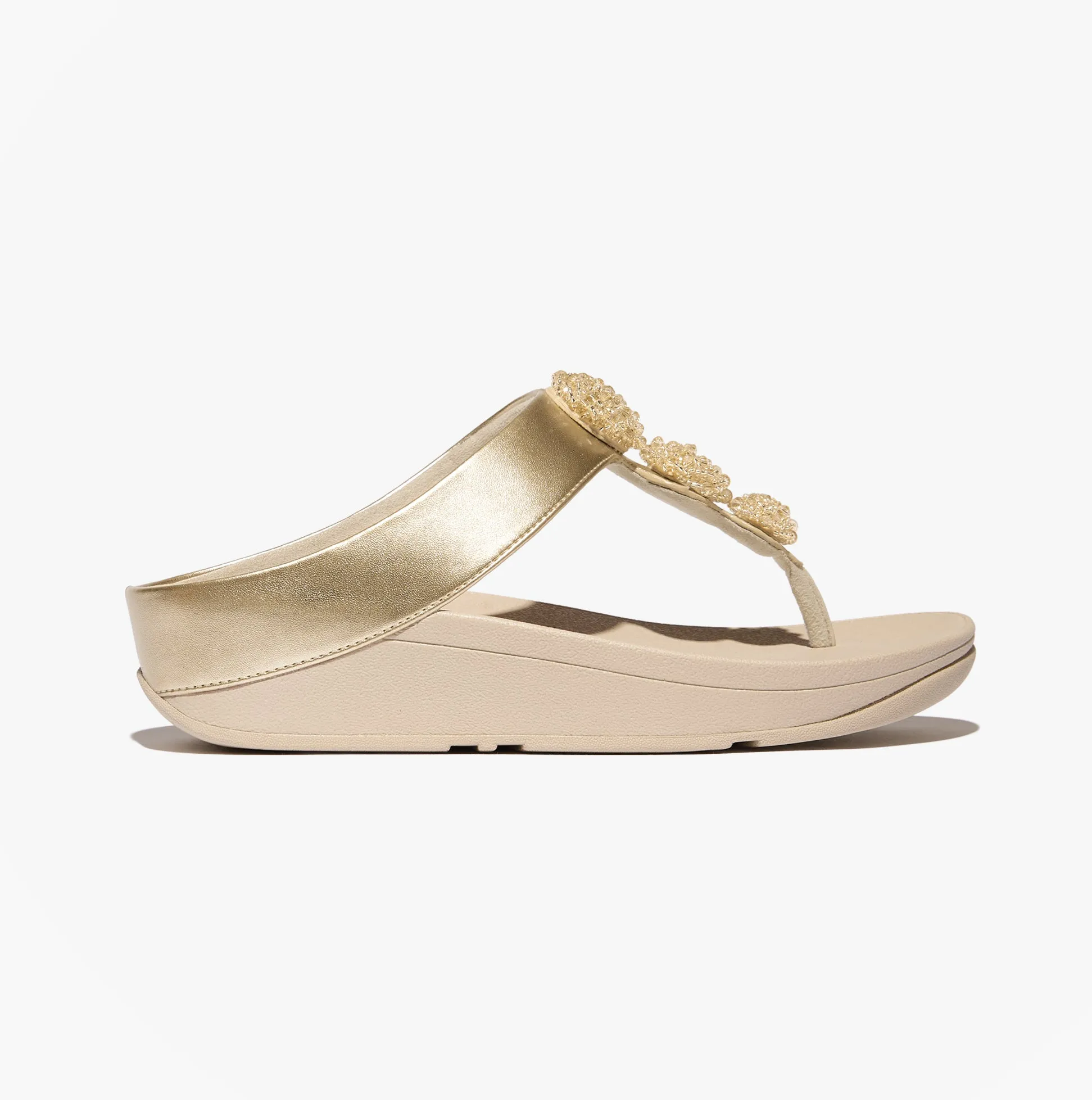 FINO BEADIE-BUTTON Womens Toe Post Sandals Platino