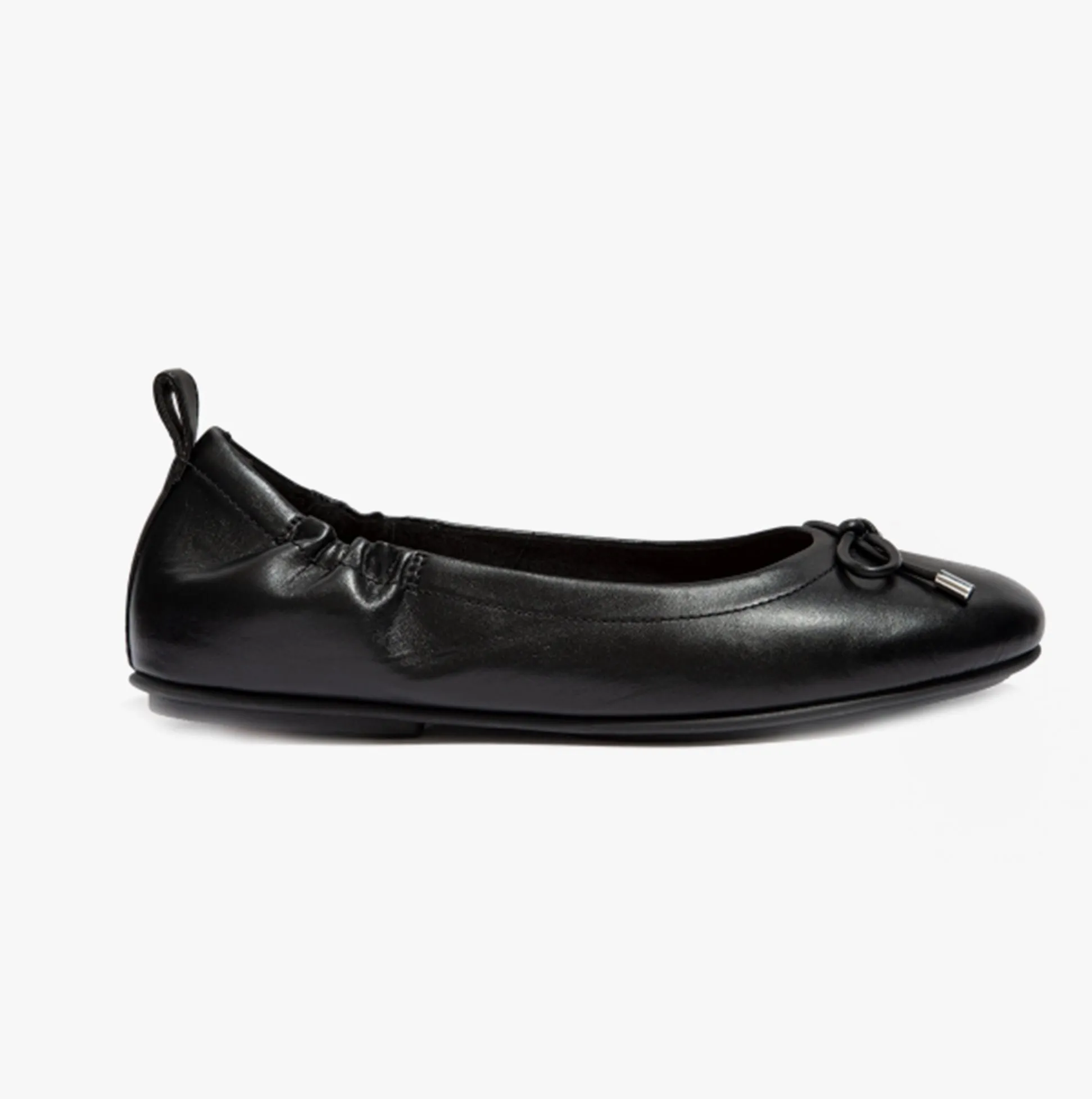FitFlop ALLEGRO Womens Leather Ballerina Shoes All Black