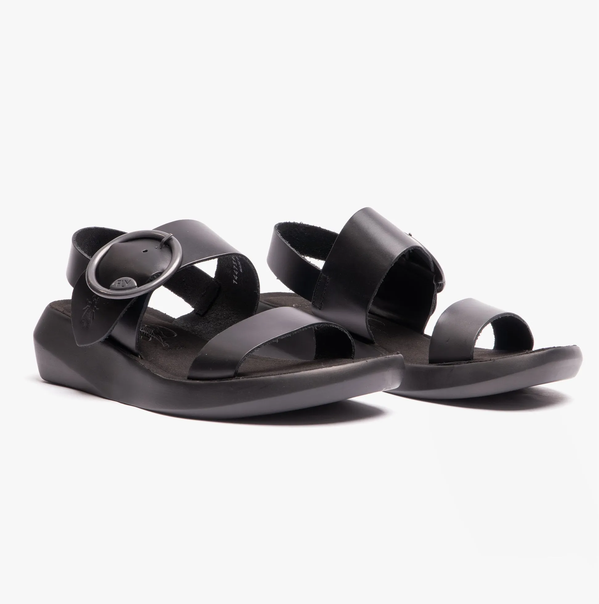Fly London BANI739FLY Womens Buckle Wedge Sandals Black
