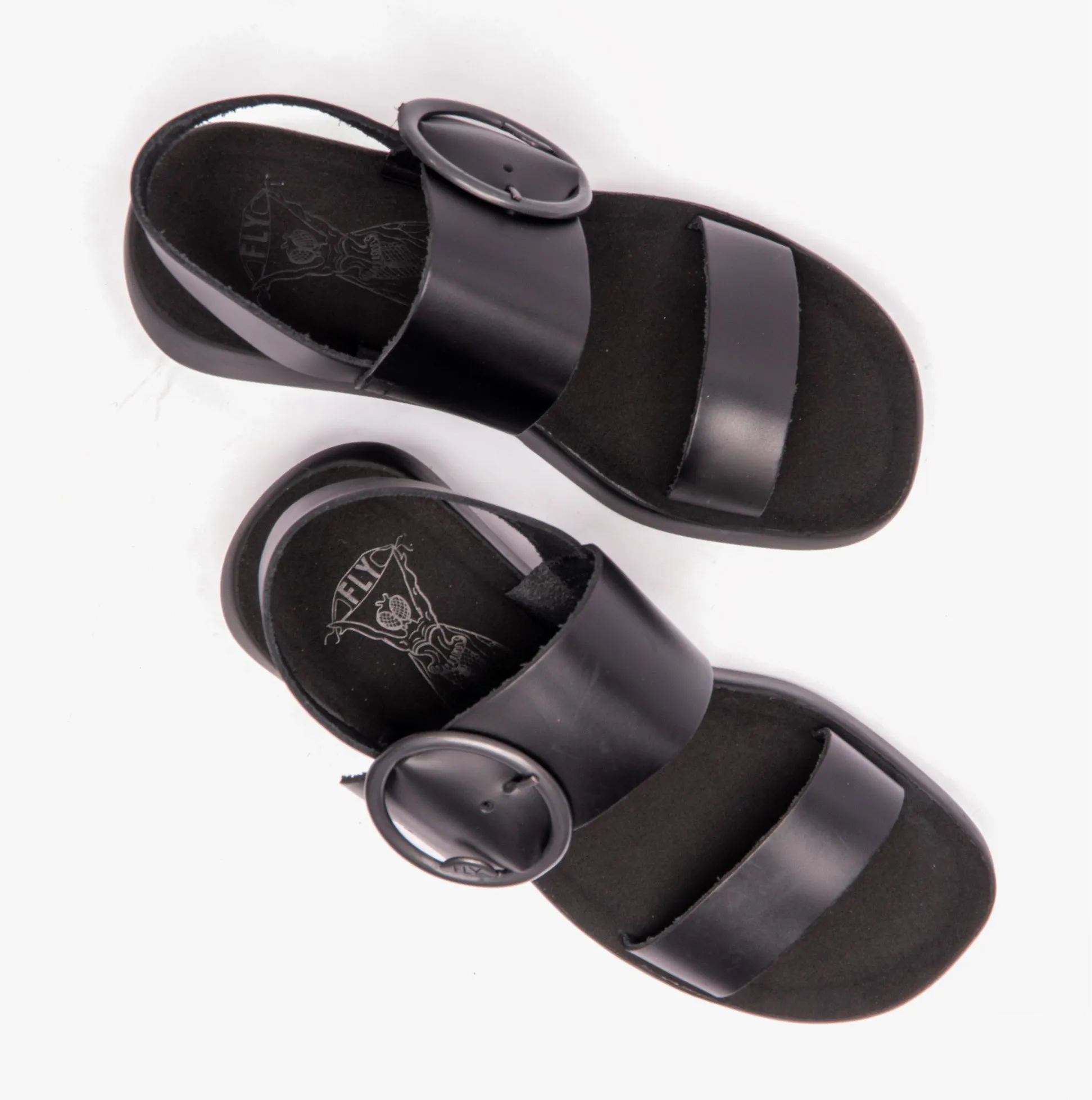 Fly London BANI739FLY Womens Buckle Wedge Sandals Black