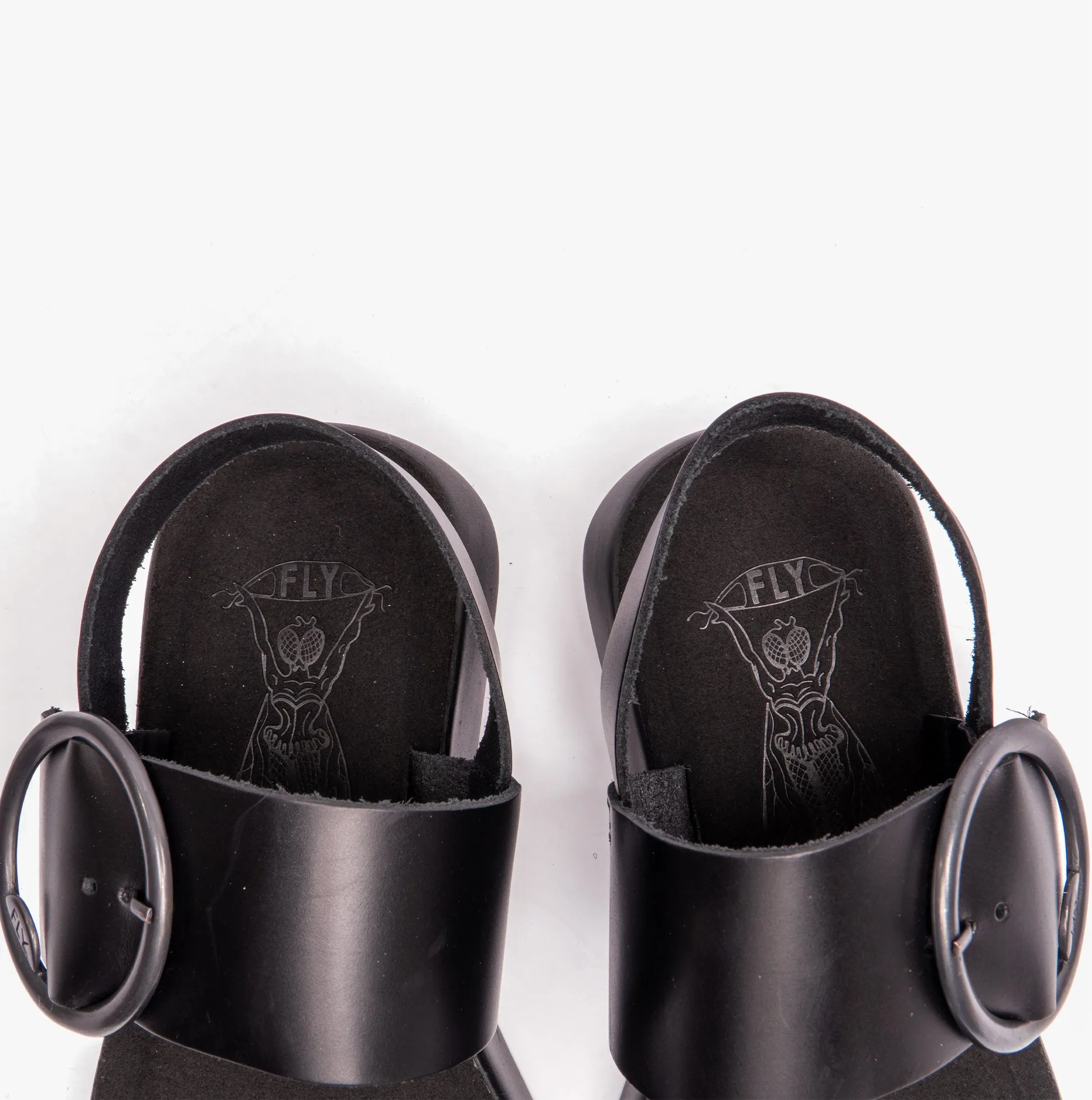 Fly London BANI739FLY Womens Buckle Wedge Sandals Black