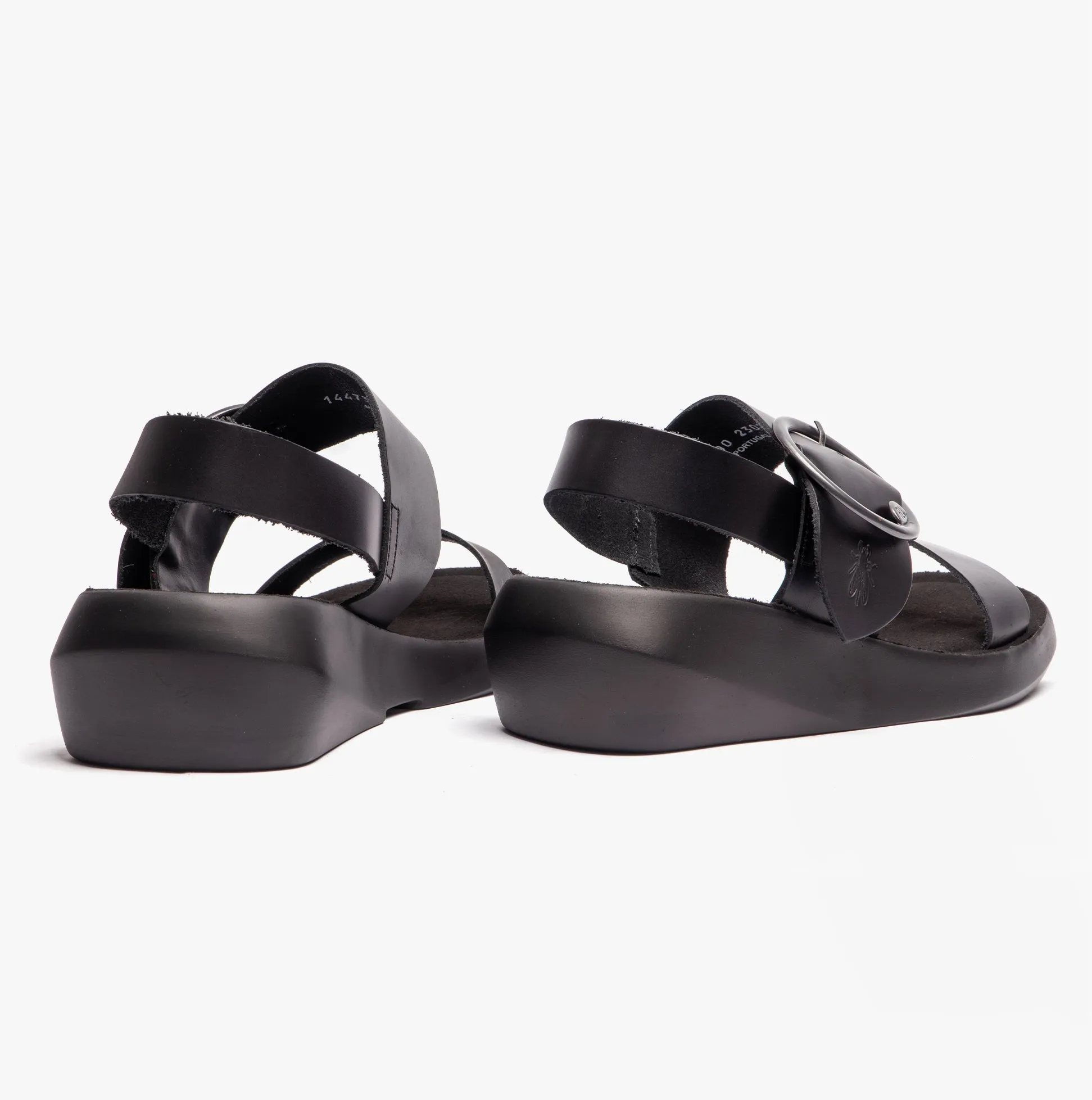Fly London BANI739FLY Womens Buckle Wedge Sandals Black