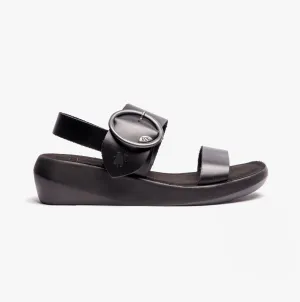 Fly London BANI739FLY Womens Buckle Wedge Sandals Black
