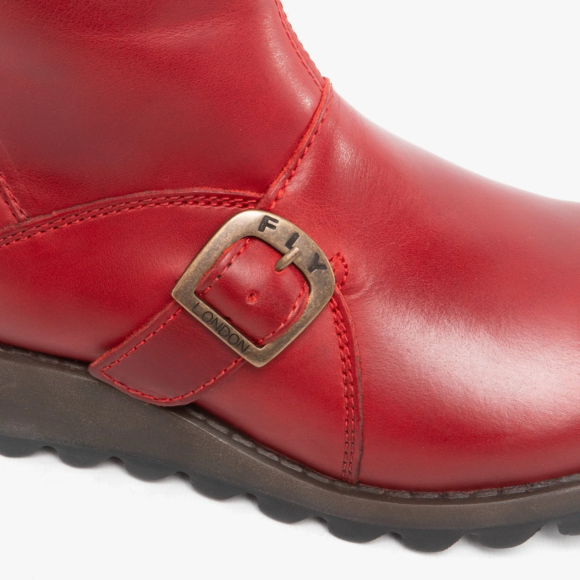 Fly London MES 2 Womens Leather Zip Up Mid-Calf Boots Red