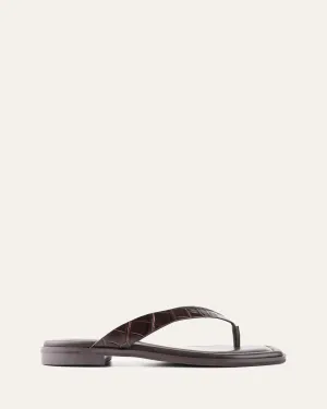 FRENCHIE FLAT SANDALS CHOCOLATE CROC Jo Mercer