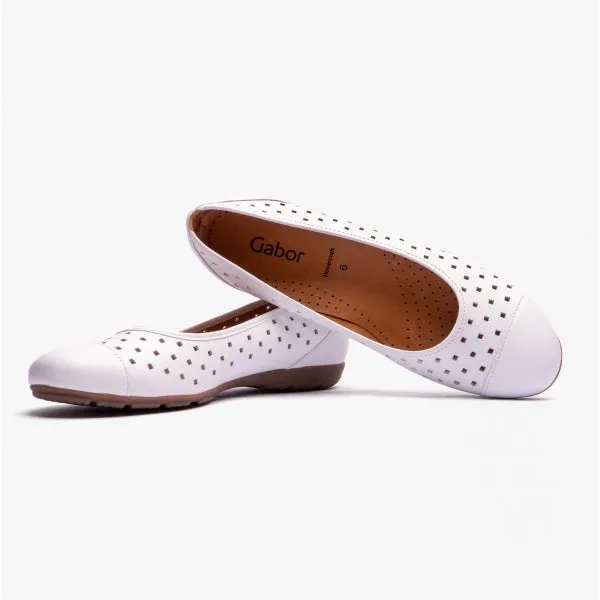Gabor RUFFLE Womens Leather Ballet Flats White