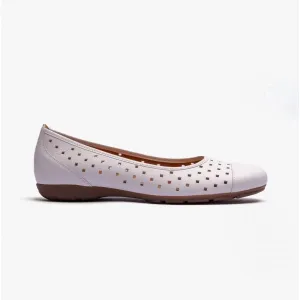 Gabor RUFFLE Womens Leather Ballet Flats White