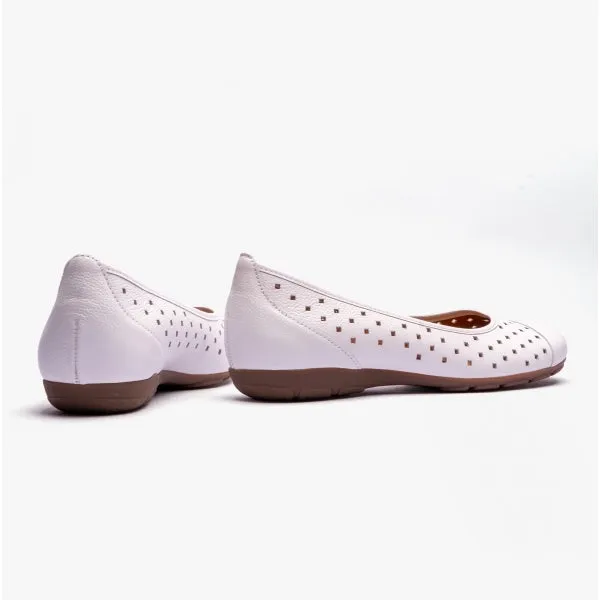 Gabor RUFFLE Womens Leather Ballet Flats White