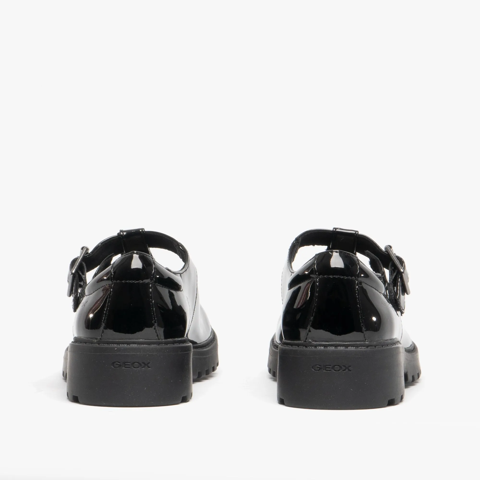 GEOX CASEY Girls School Shoes Patent Black