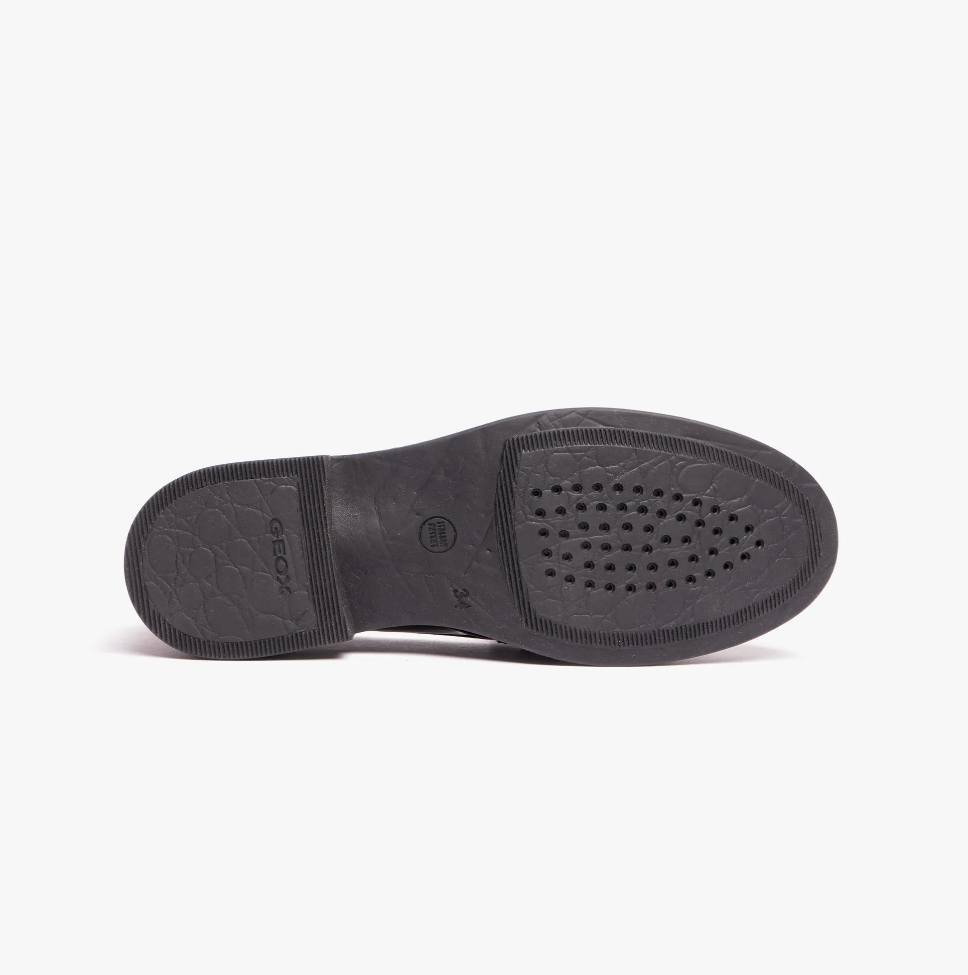 GEOX JR AGATA Girls Moccasin Tassel School Shoes Patent Black