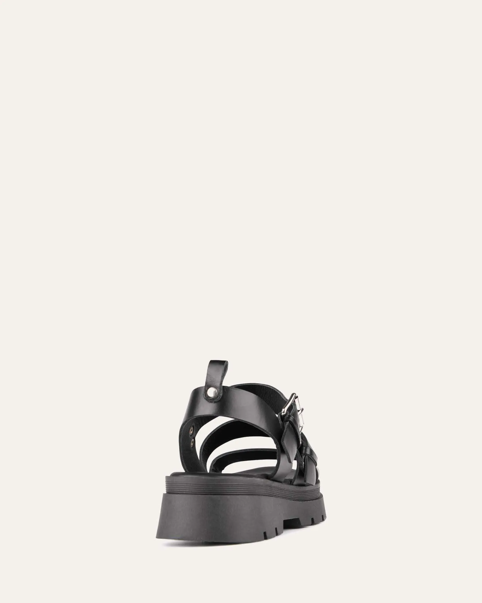 GIA FLAT SANDALS BLACK LEATHER Jo Mercer