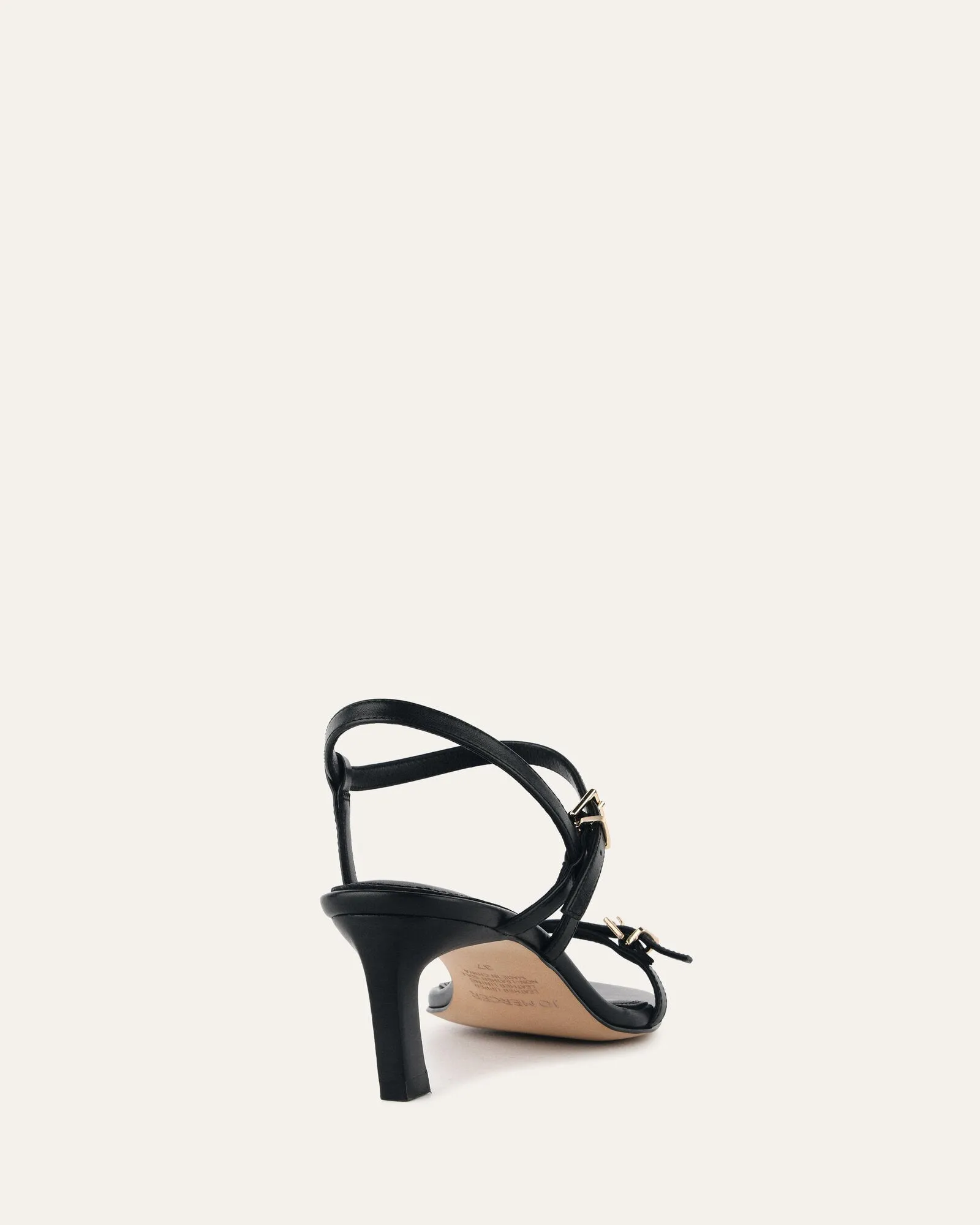 GIANNI MID HEEL SANDALS BLACK LEATHER Jo Mercer