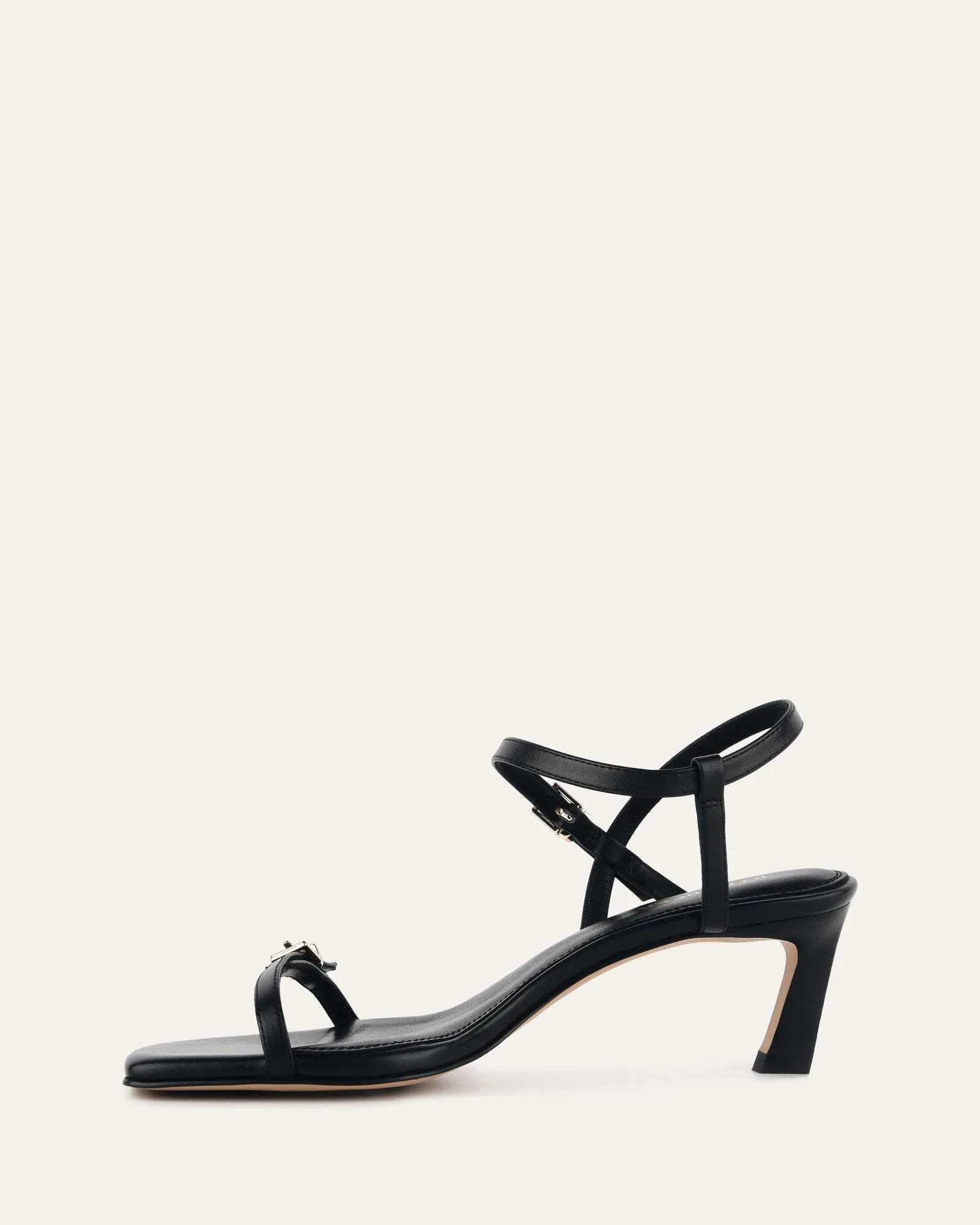 GIANNI MID HEEL SANDALS BLACK LEATHER Jo Mercer