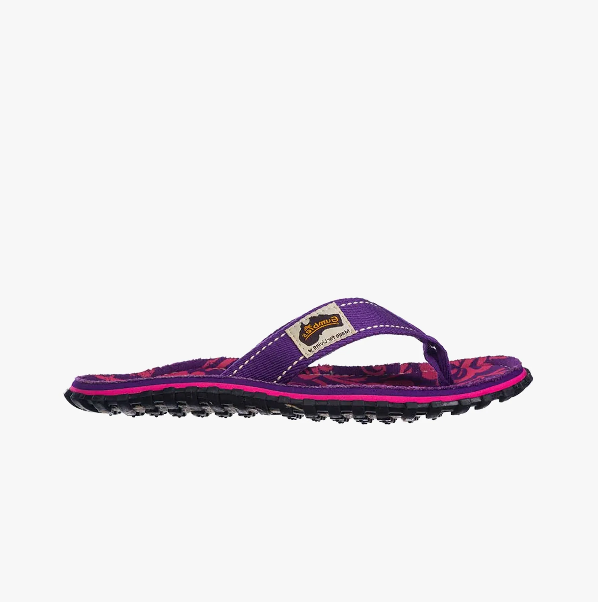 Gumbies ISLANDER Womens Canvas Flip Flops Purple Hibiscus