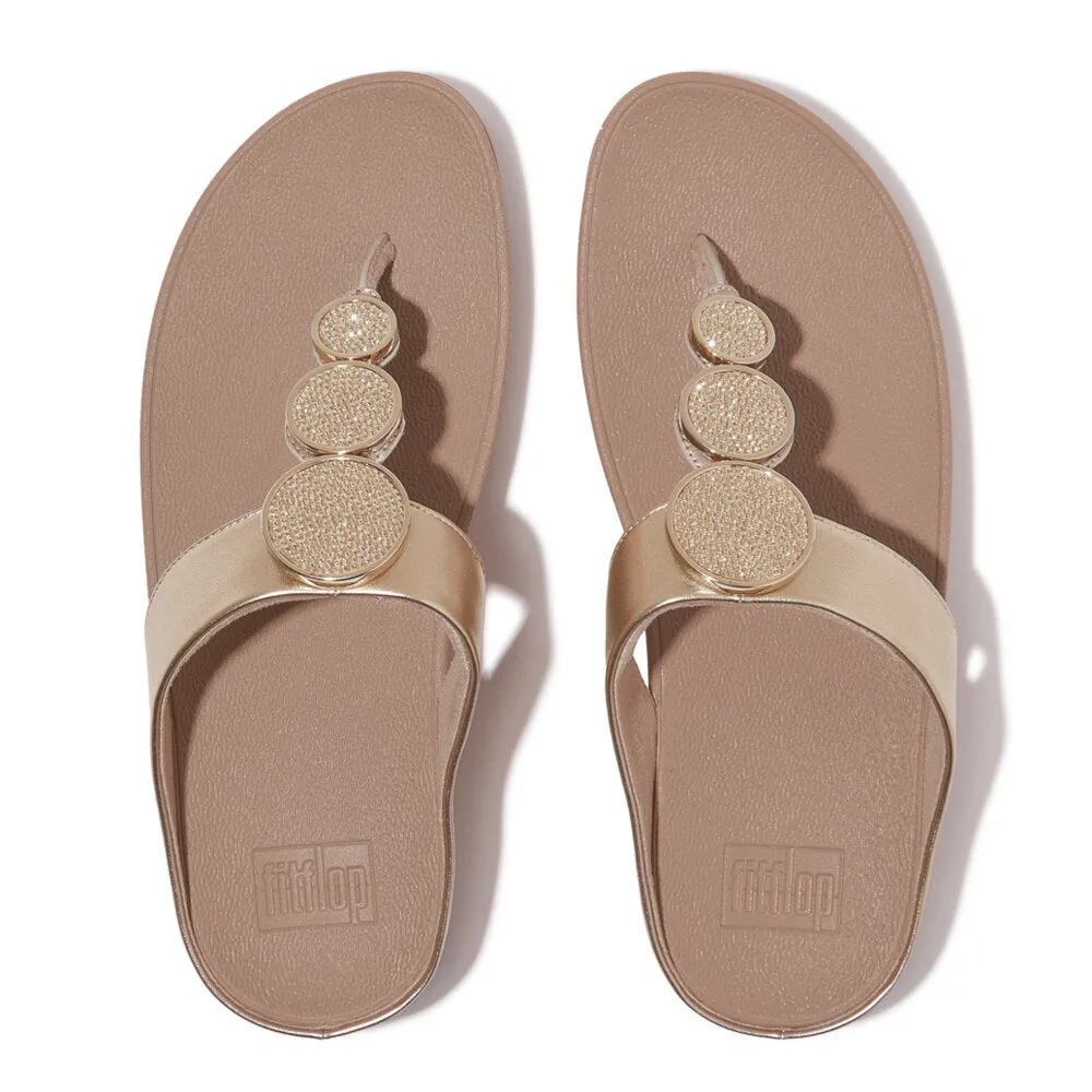 HALO BEAD-CIRCLE Womens Toe Post Sandals Metallic Latte Beige