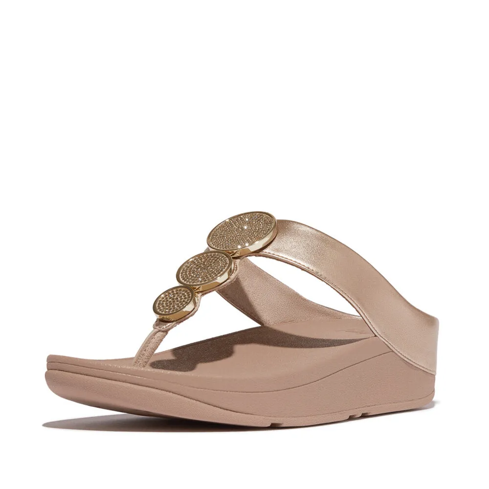 HALO BEAD-CIRCLE Womens Toe Post Sandals Metallic Latte Beige
