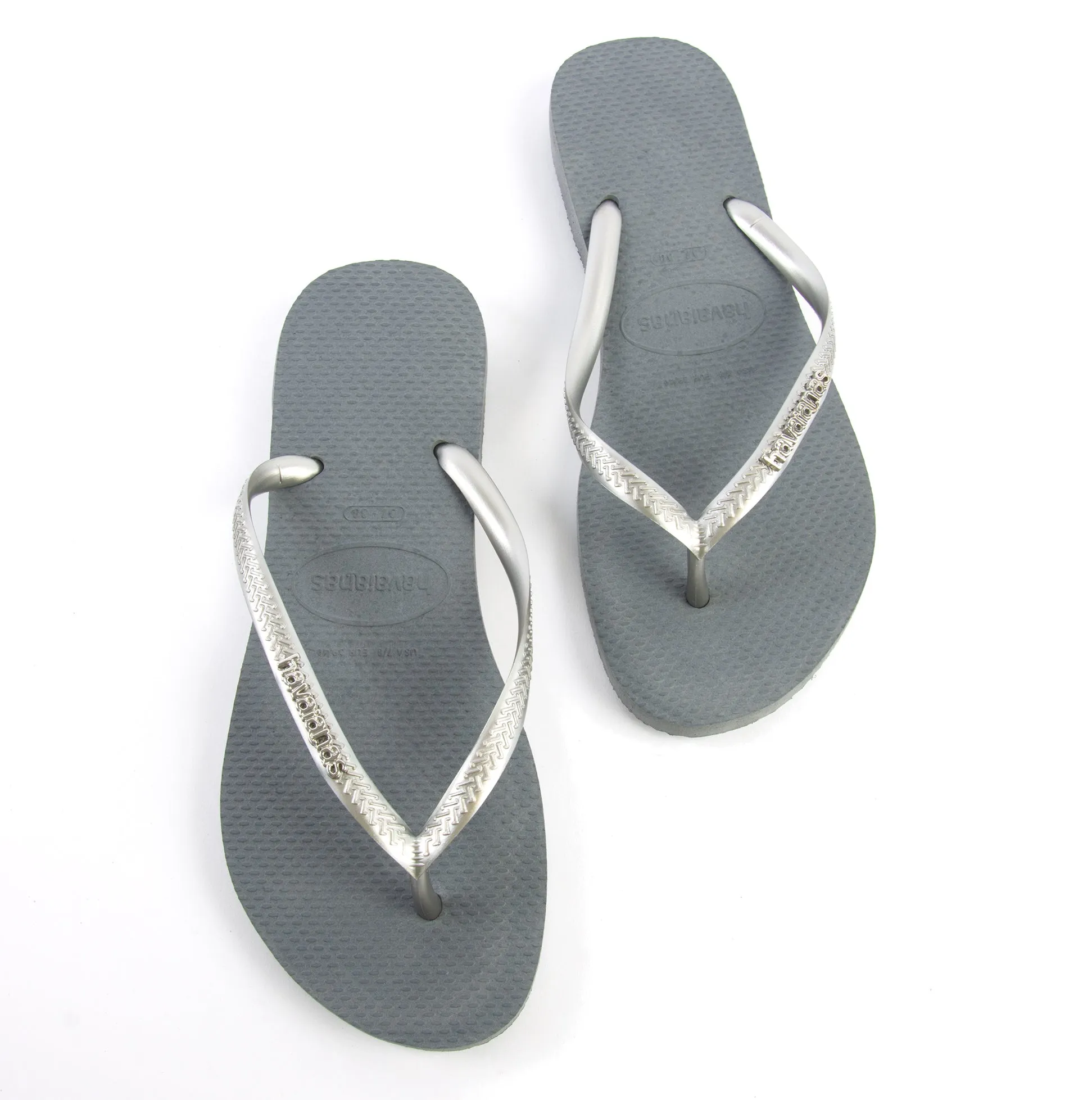 Havaianas SLIM LOGO METALLIC Womens Flip-Flop Sandals Steel Grey