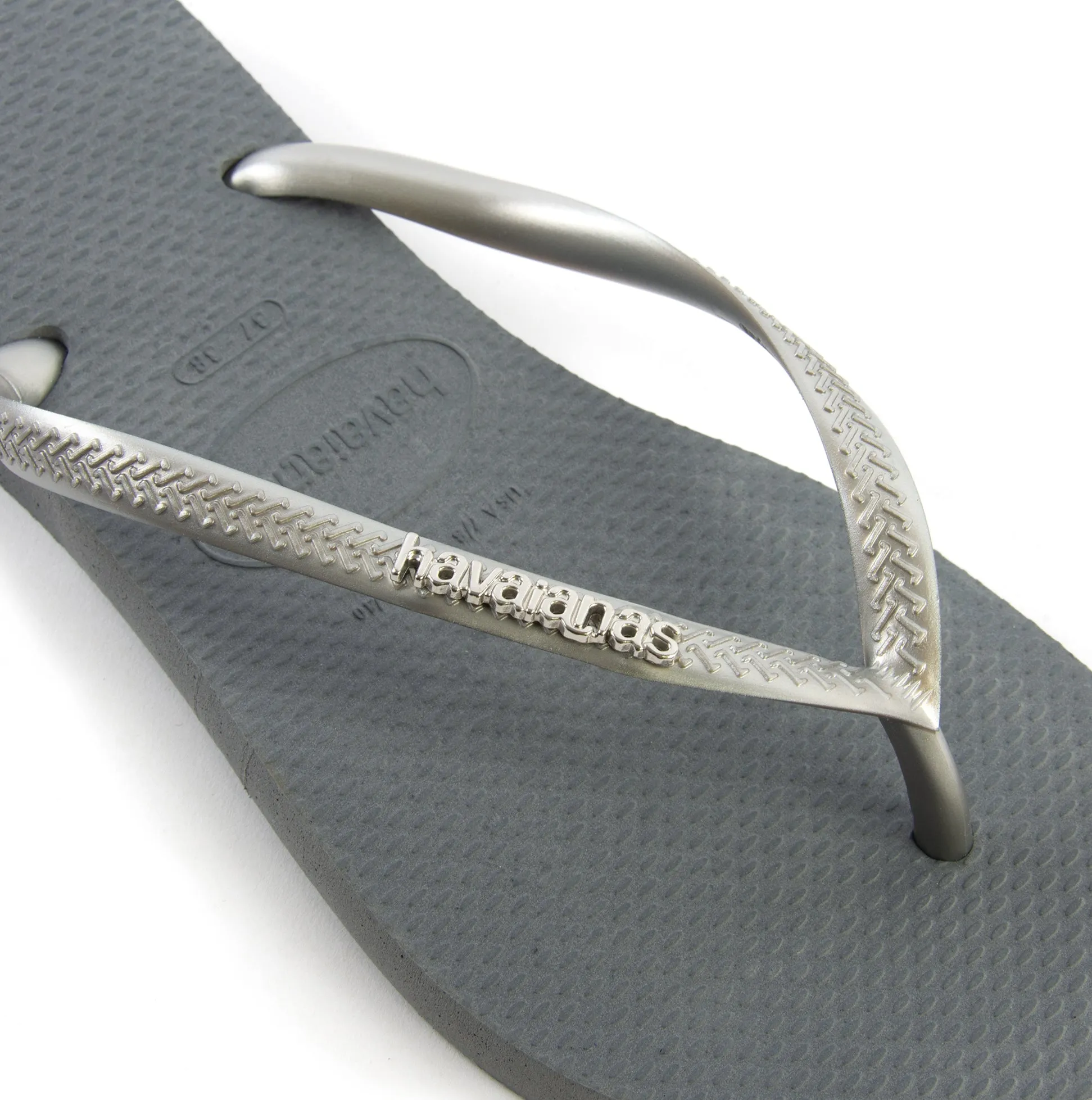 Havaianas SLIM LOGO METALLIC Womens Flip-Flop Sandals Steel Grey