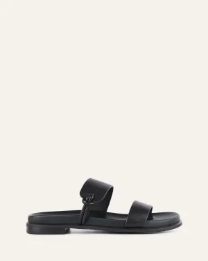 HAYES FLAT SANDALS BLACK LEATHER Jo Mercer