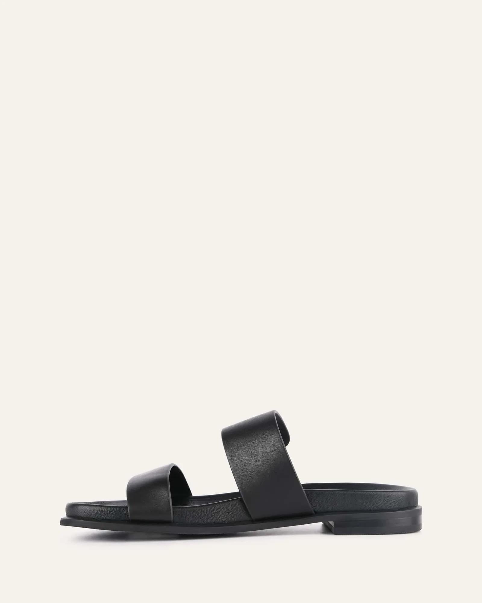 HAYES FLAT SANDALS BLACK LEATHER Jo Mercer