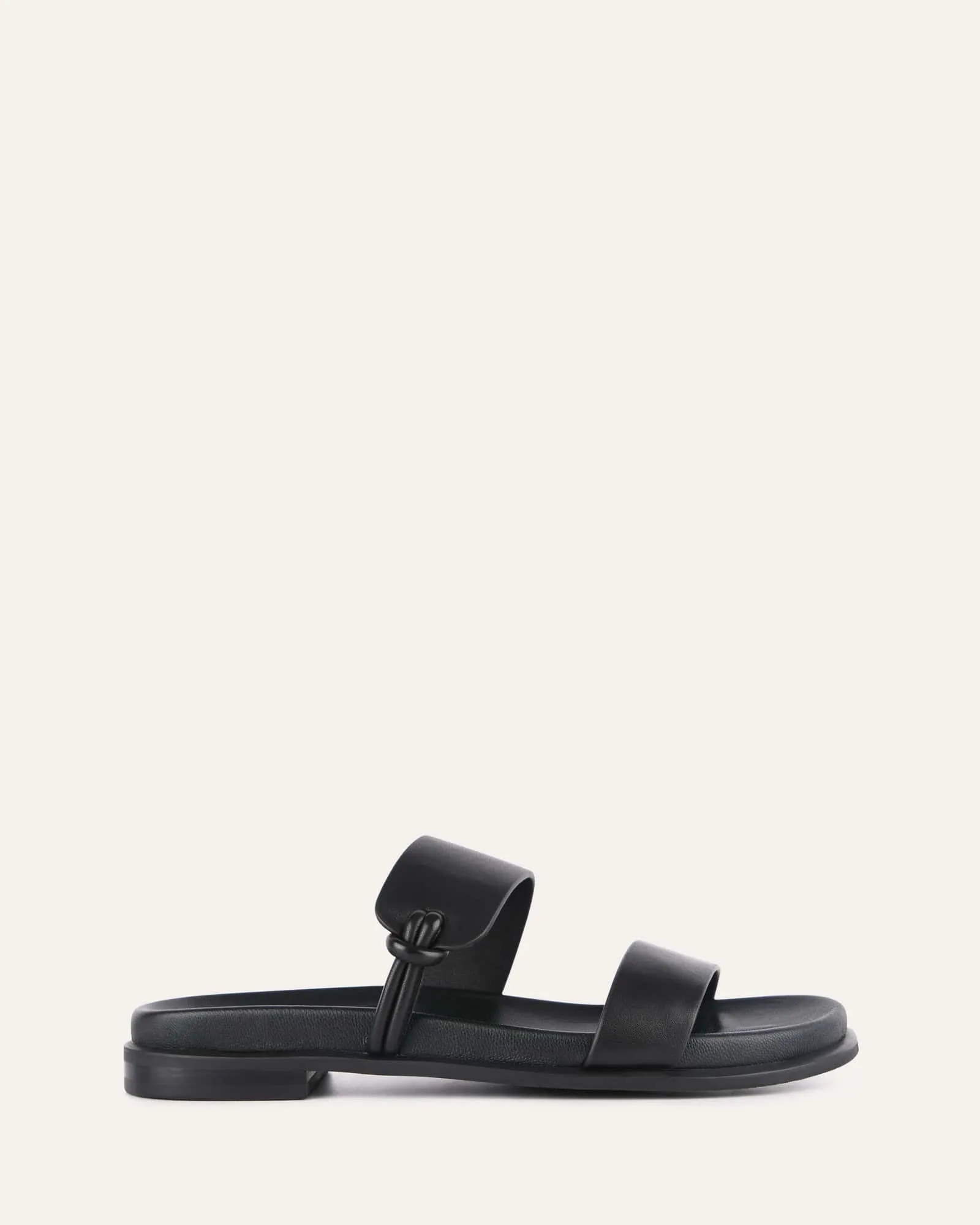 HAYES FLAT SANDALS BLACK LEATHER Jo Mercer