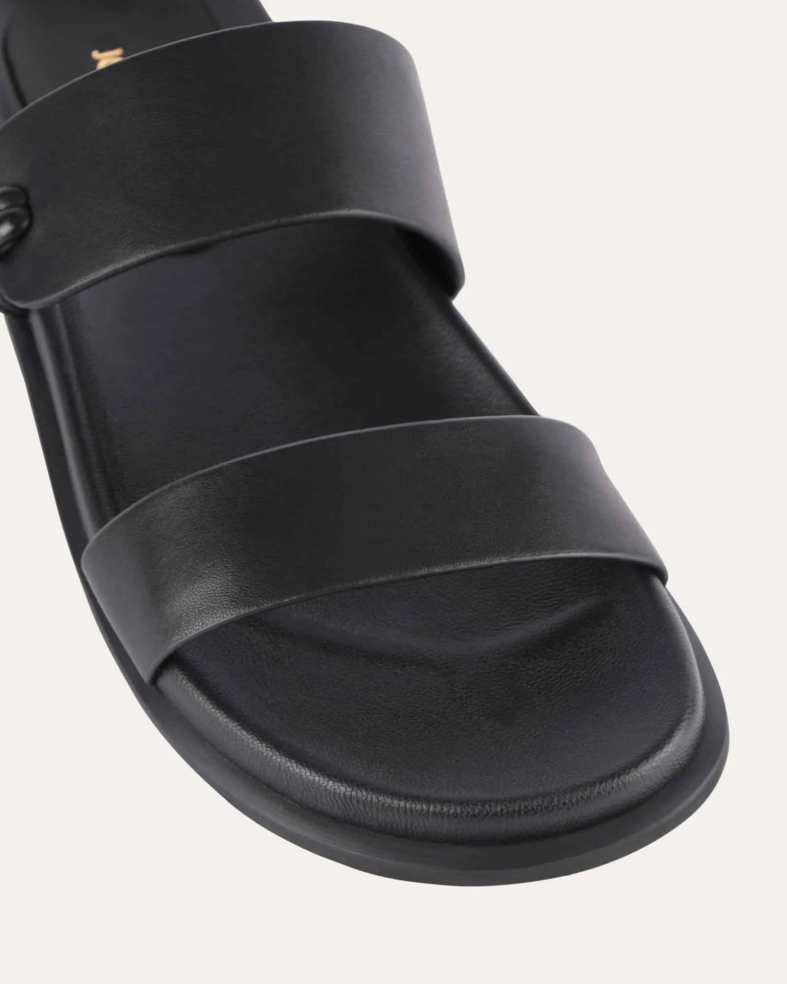 HAYES FLAT SANDALS BLACK LEATHER Jo Mercer
