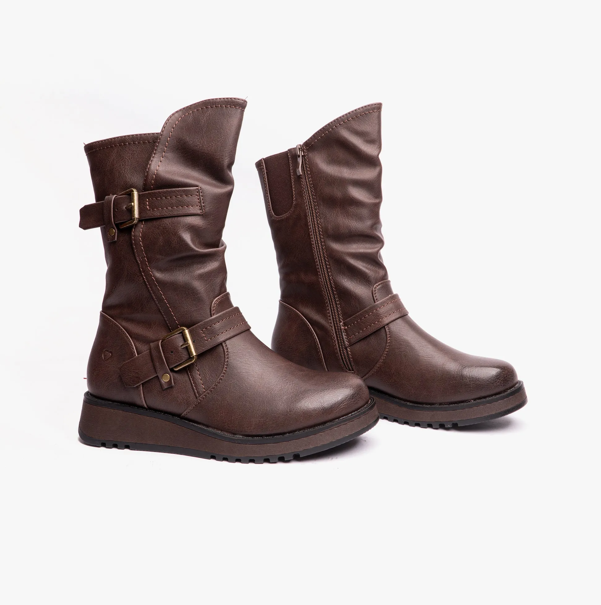 Heavenly Feet HANNAH4 Womens Mid Calf Boots Chocolate