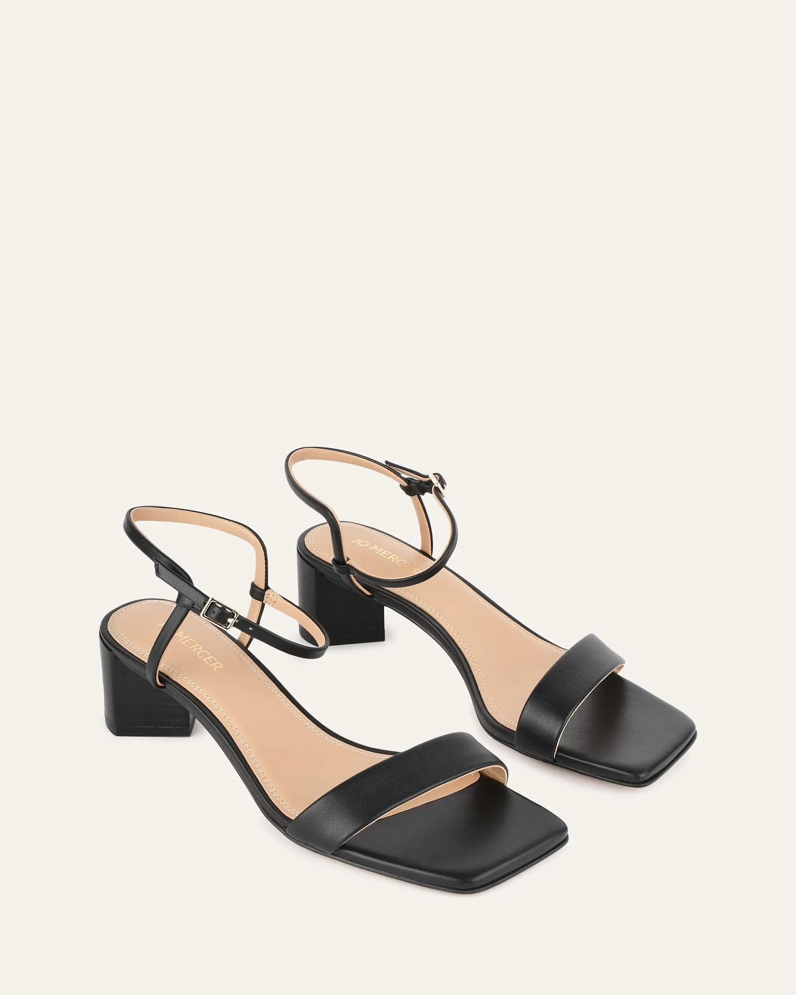 HELEN MID SANDALS BLACK LEATHER Jo Mercer