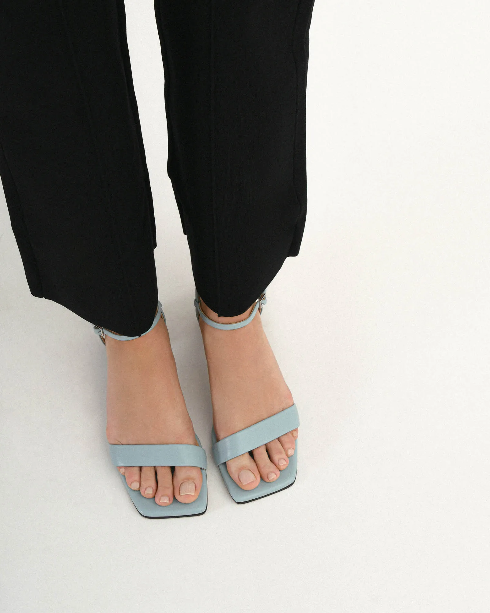 HELEN MID SANDALS DUSTY BLUE LEATHER Jo Mercer
