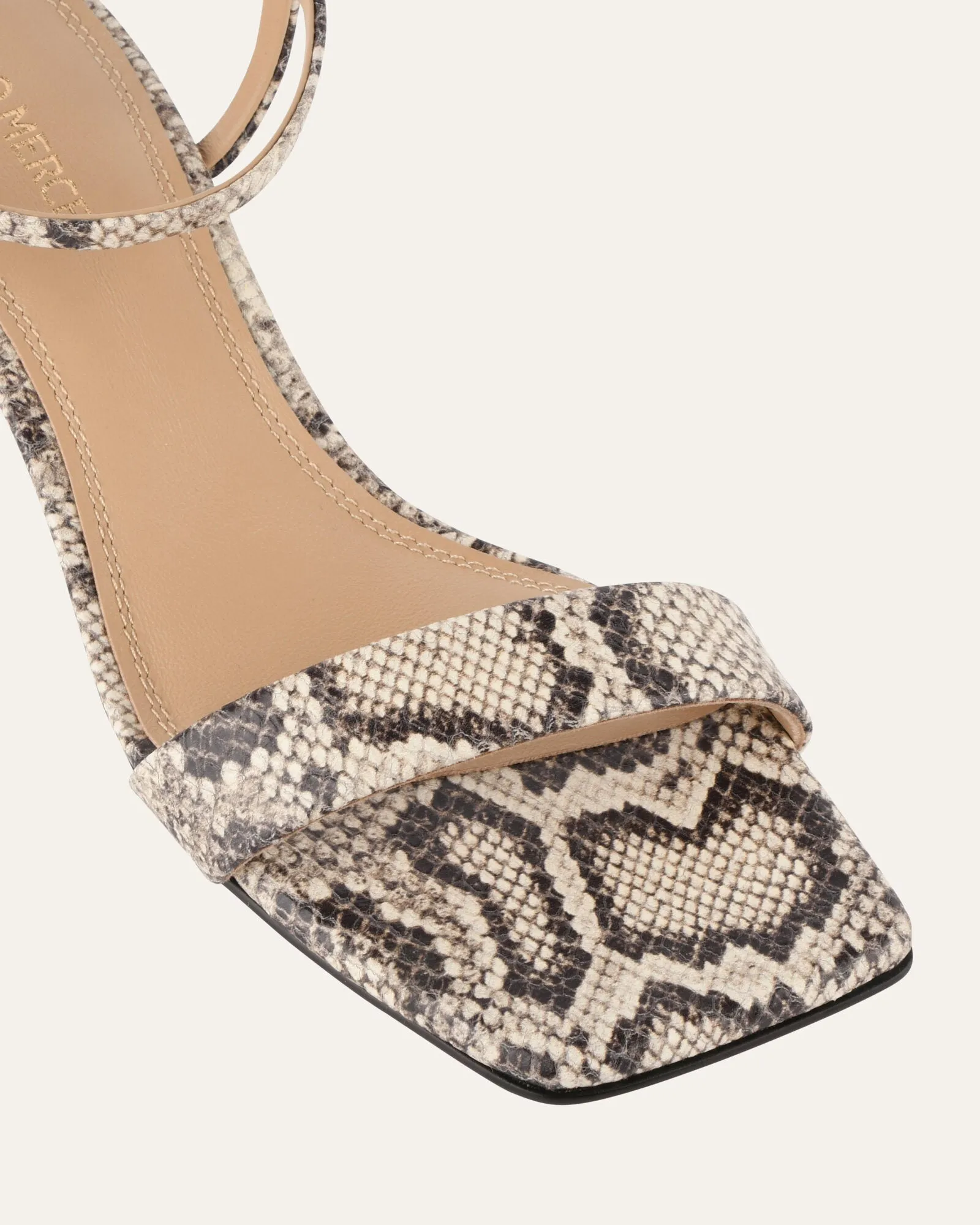 HELEN MID SANDALS NATURAL SNAKE PRINT LEATHER Jo Mercer