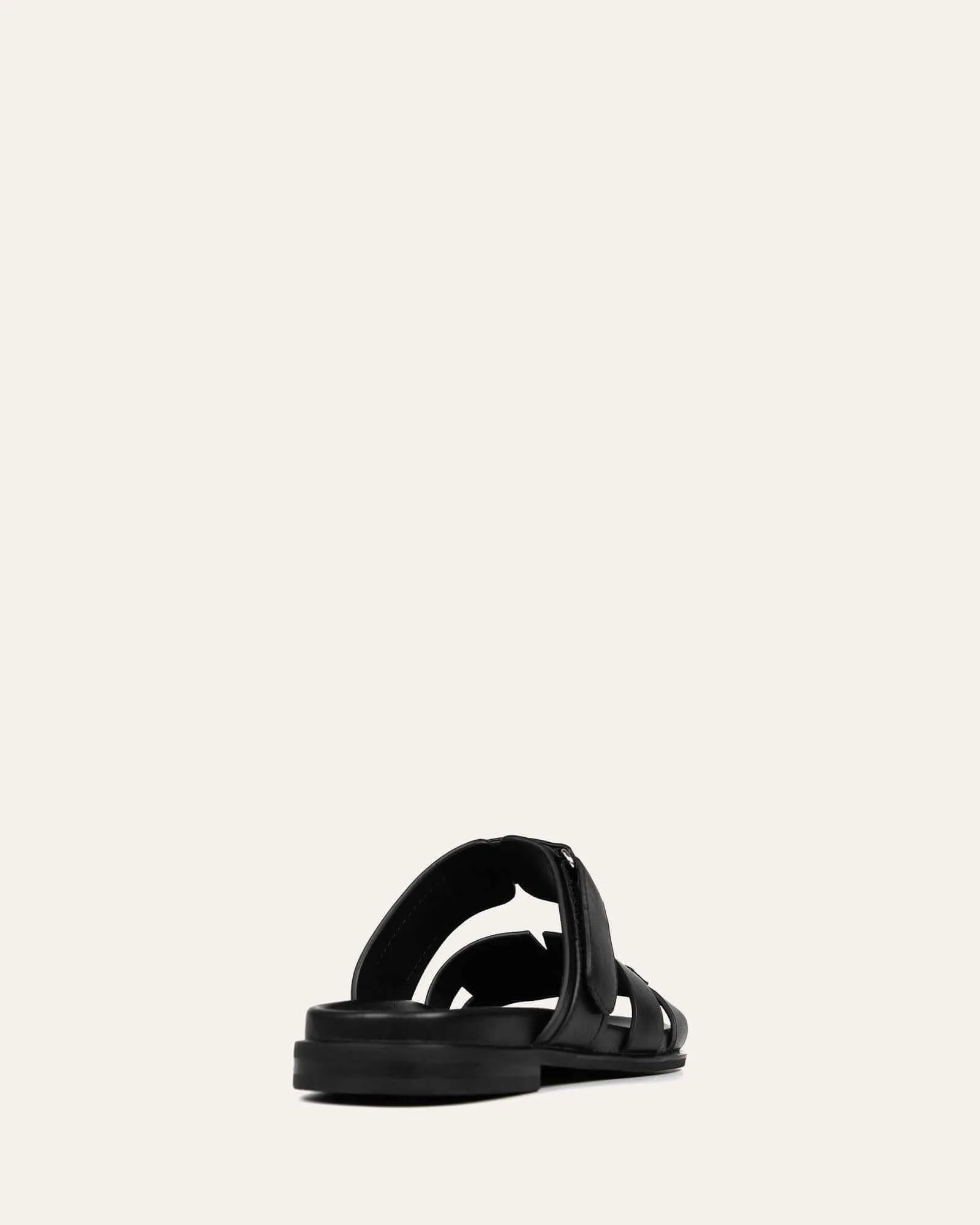 HENDRIX FLAT SLIDES BLACK LEATHER Jo Mercer