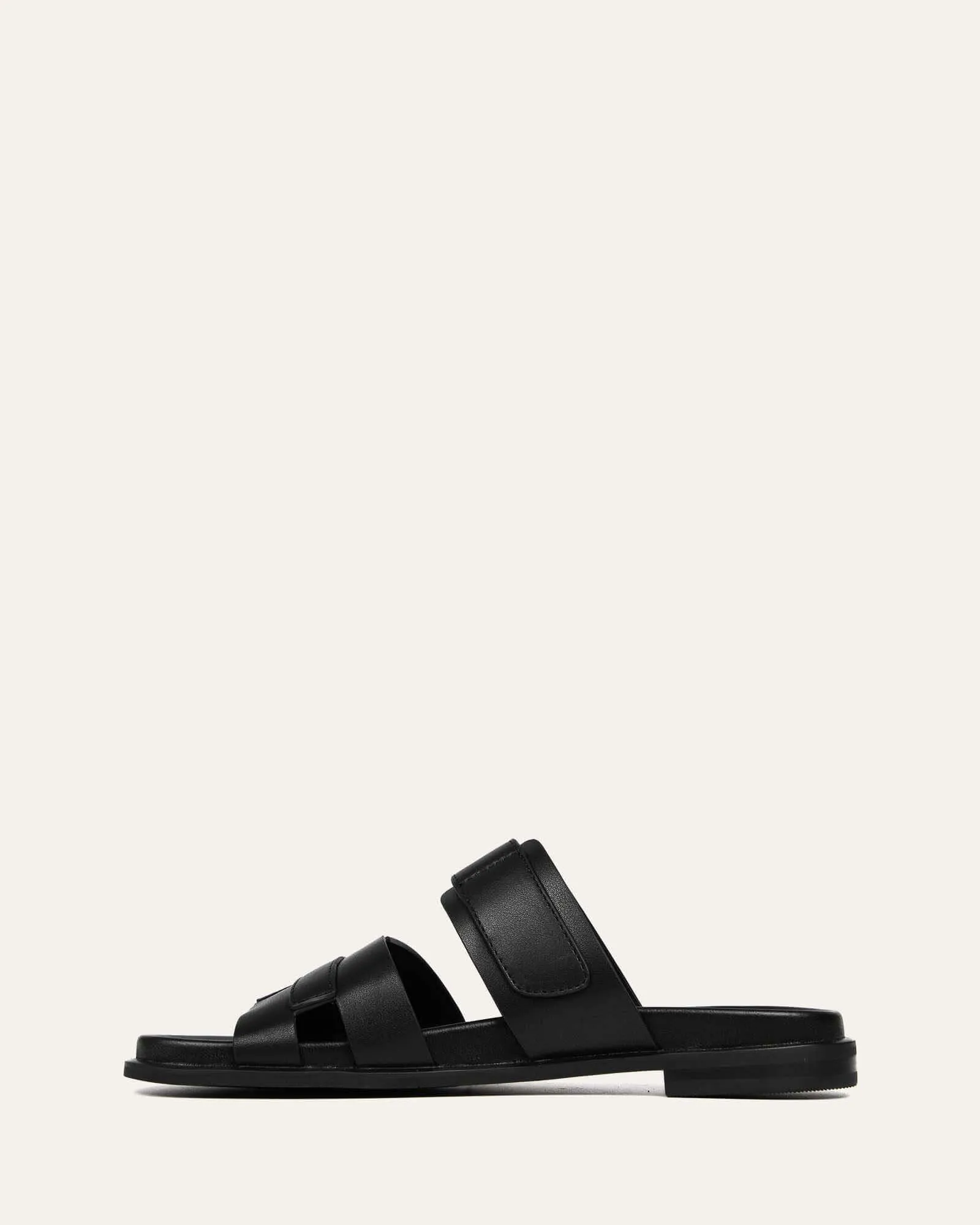HENDRIX FLAT SLIDES BLACK LEATHER Jo Mercer