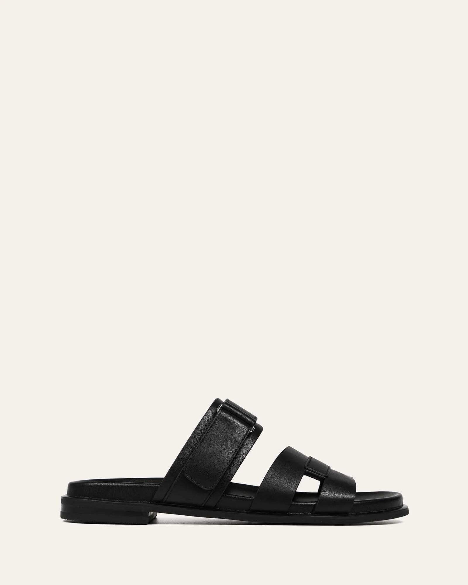HENDRIX FLAT SLIDES BLACK LEATHER Jo Mercer