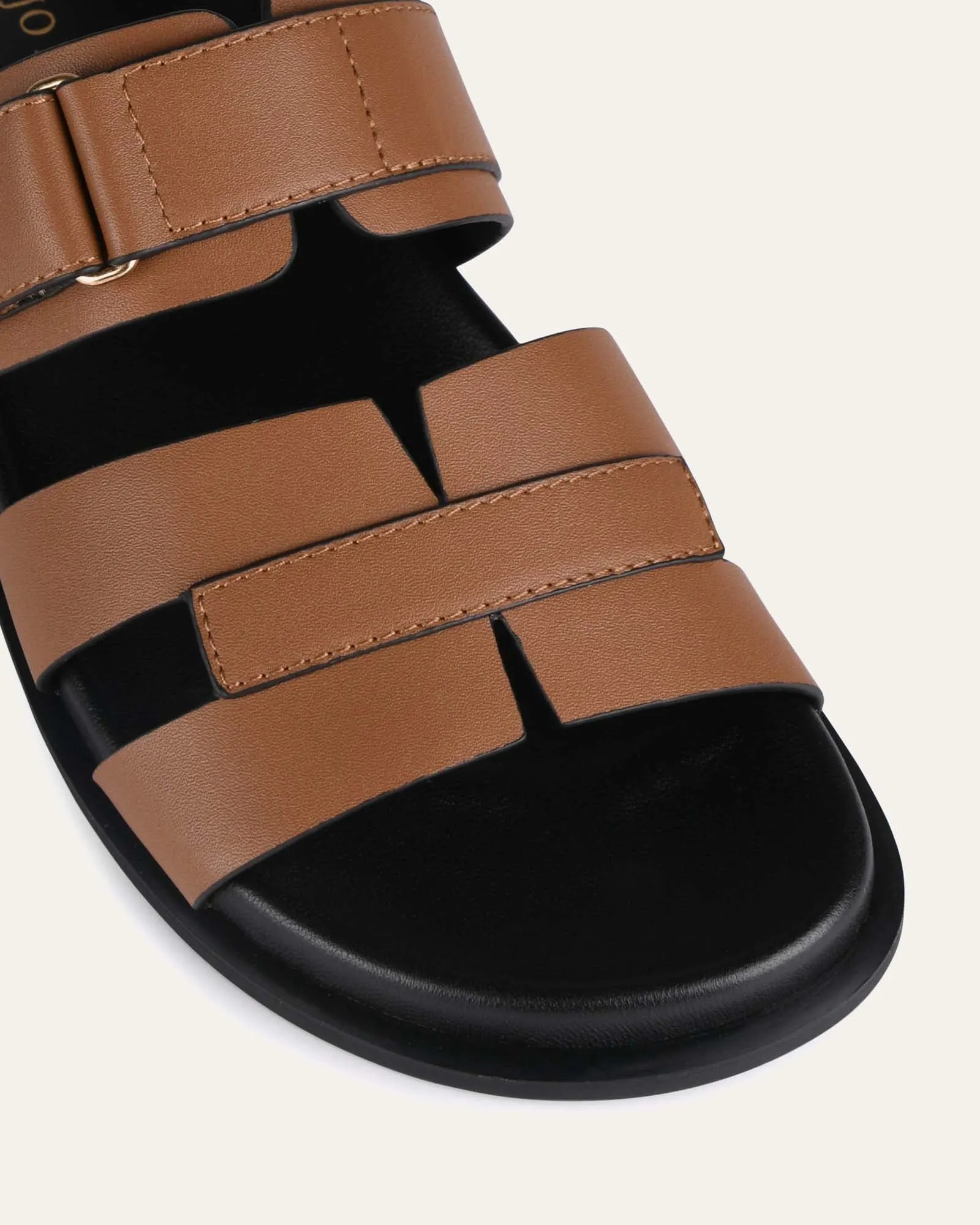 HENDRIX FLAT SLIDES DARK TAN LEATHER Jo Mercer