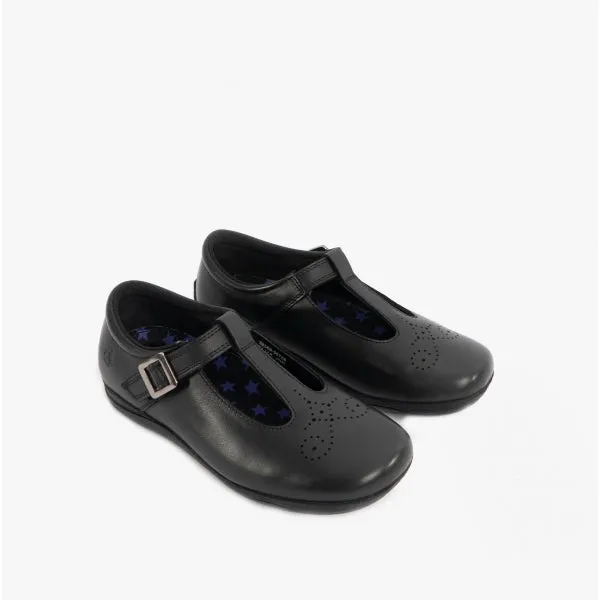 Hush Puppies ELIZA Girls Leather School Shoes Black
